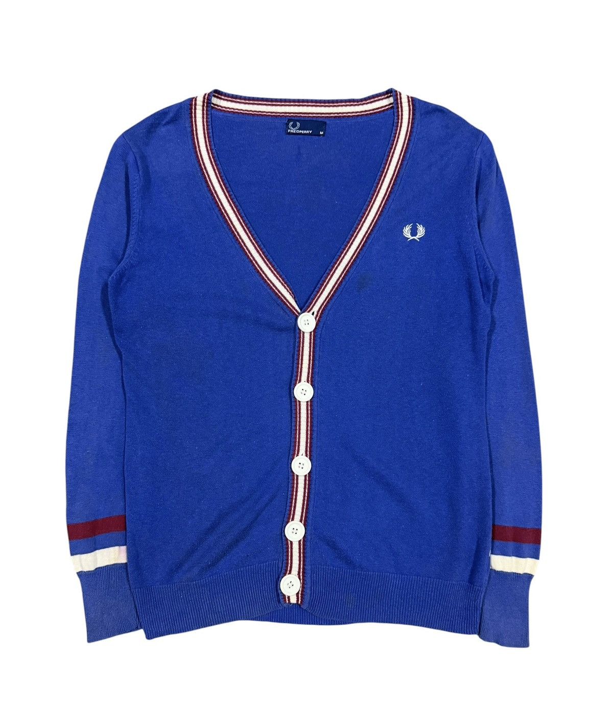 Fred Perry Vtg🔥Fred Perry Tipped Knitted Cardigan Jacket Size US M / EU 48-50 / 2 - 1 Thumbnail