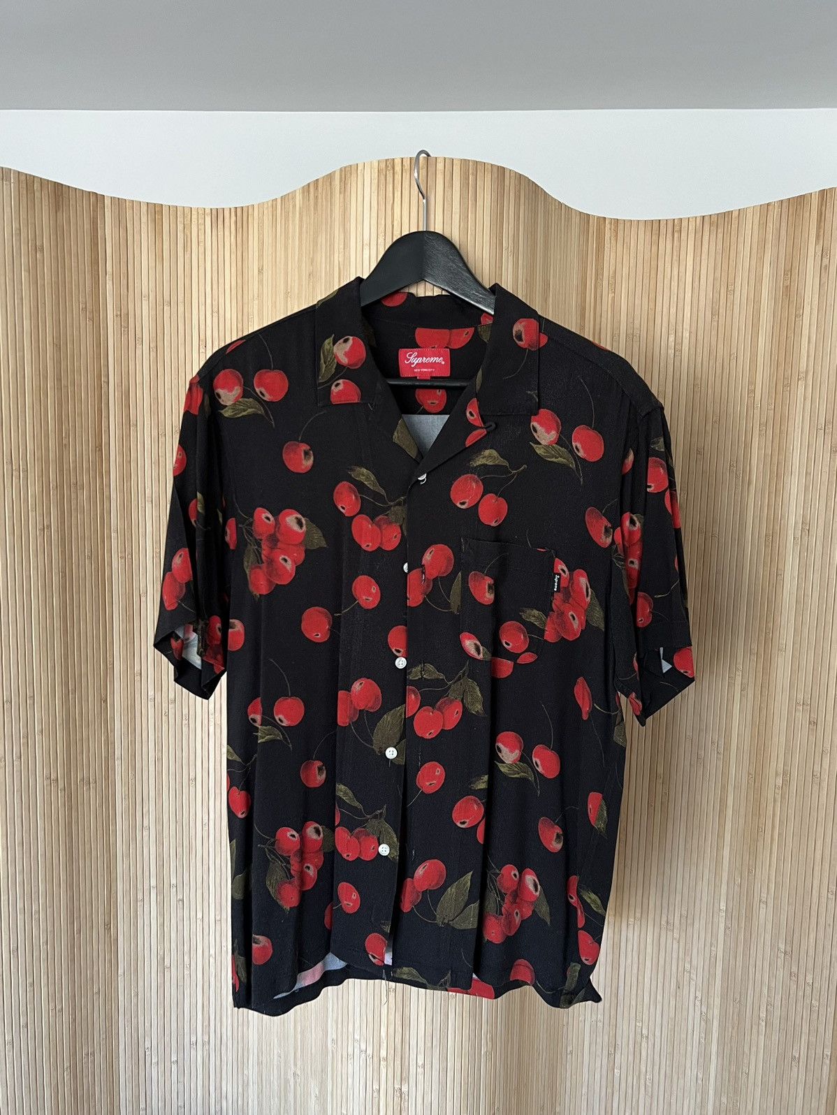 Supreme Cherry rayon camp collar shirt SS2019 | Grailed