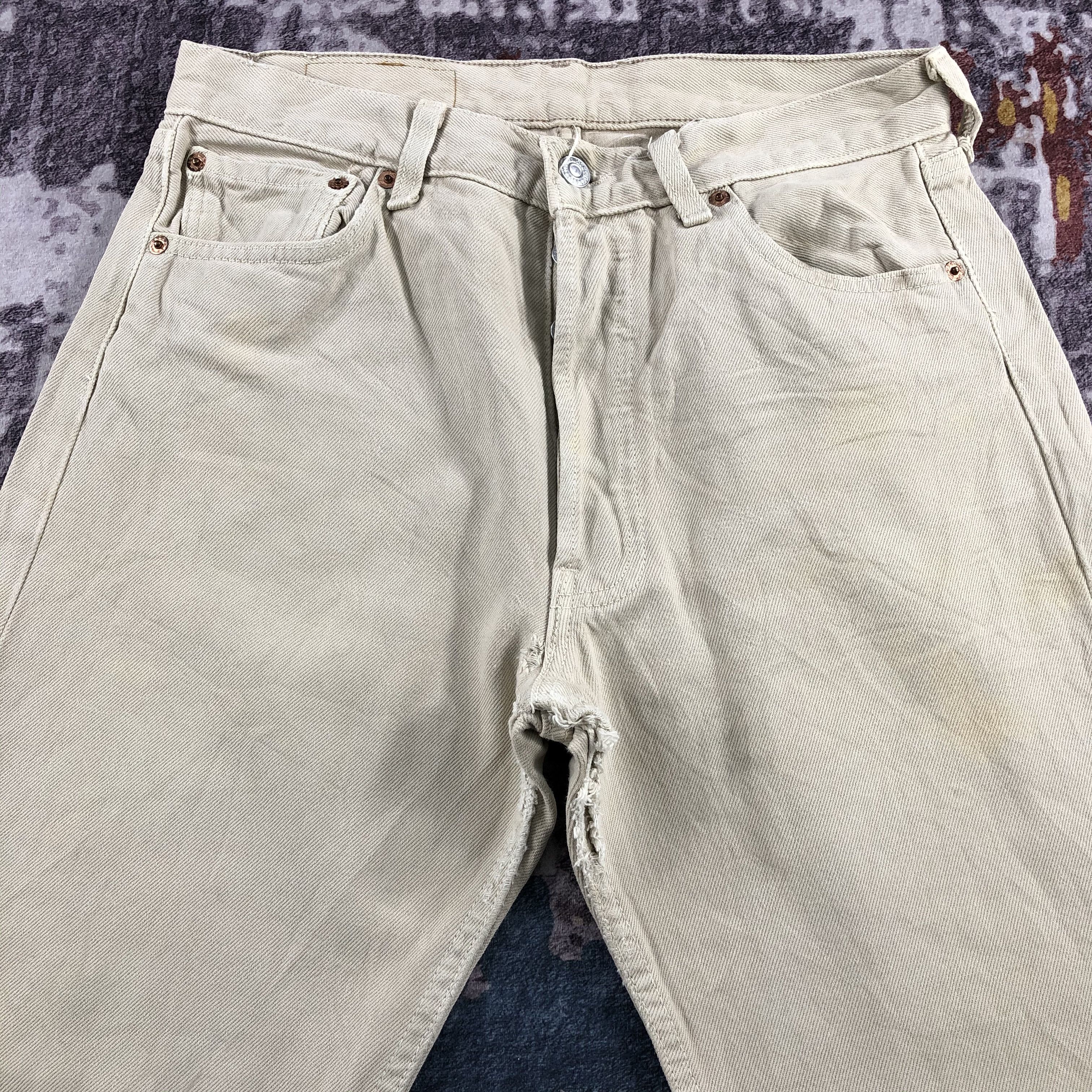 Levi's 90s Vintage Cream Levis 501 Jeans-JM2663 Size US 30 / EU 46 - 3 Thumbnail