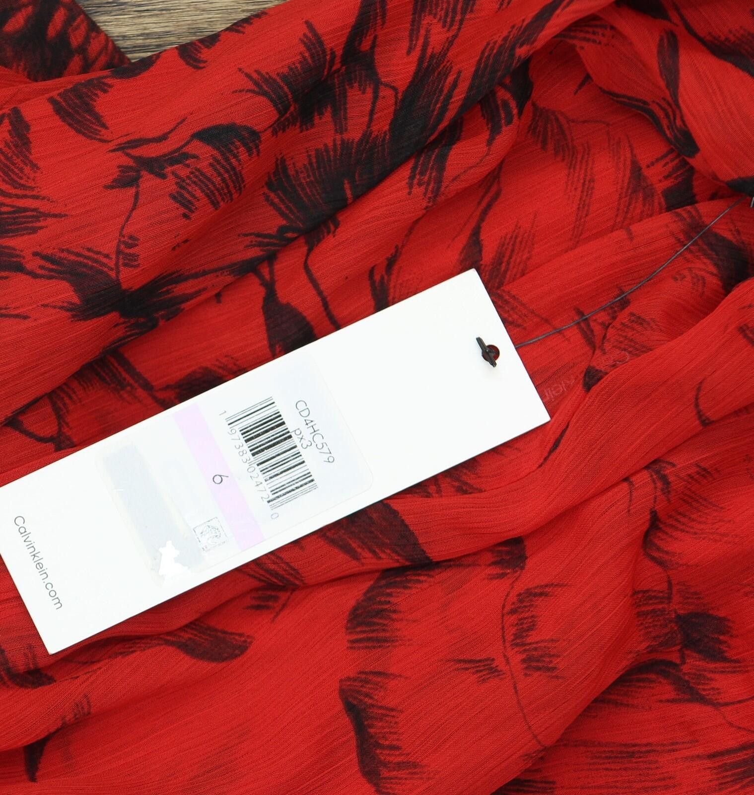 Calvin Klein Nwt Calvin Klein Sheer Jewel Neck Shift Dress Red / Black 6 Size M / US 6-8 / IT 42-44 - 3 Thumbnail