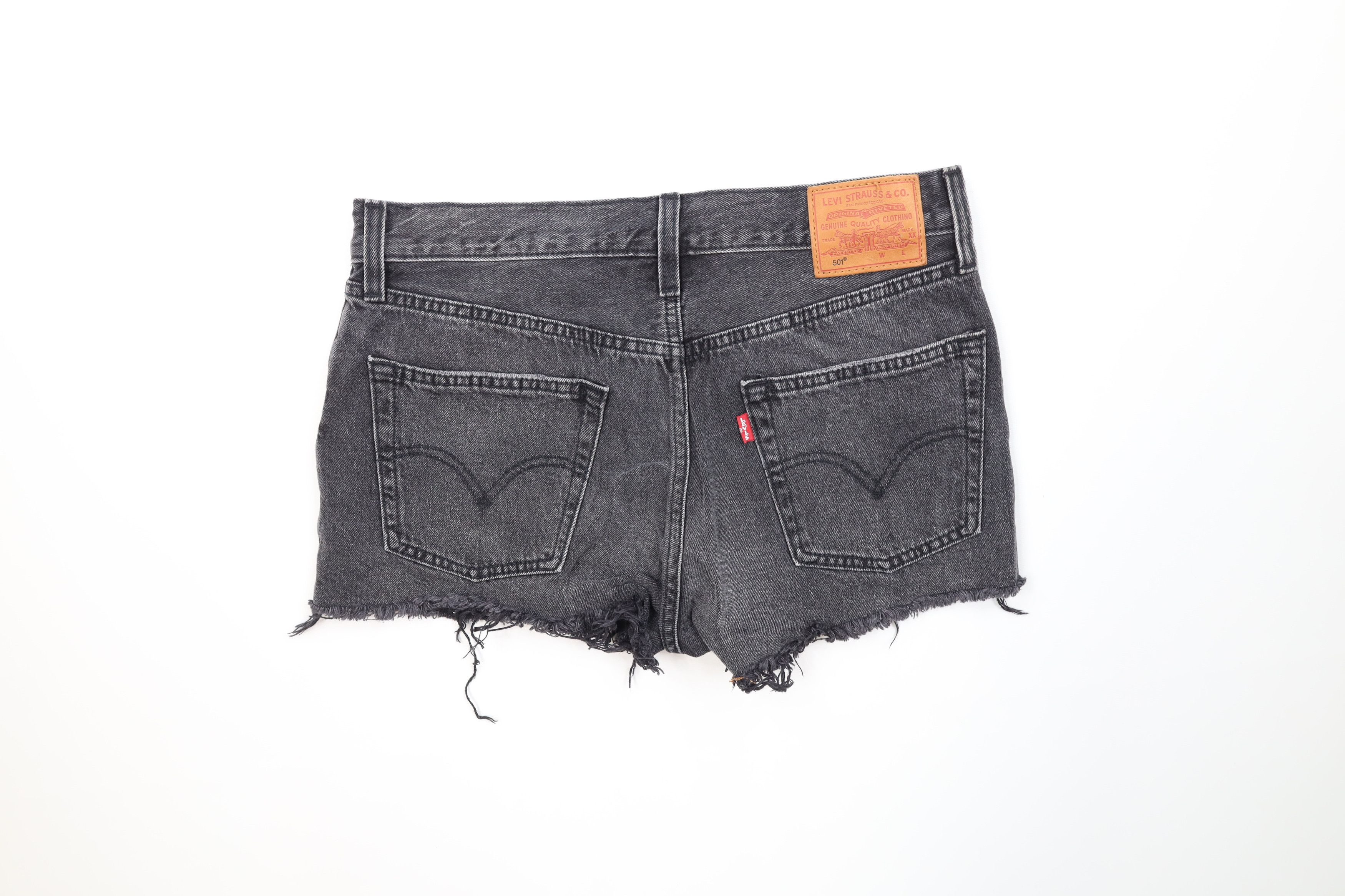 Levi's Vintage Y2K Levis 501xx Fly Cut Off Denim Jean Shorts Black Size 28" / US 6 / IT 42 - 10 Thumbnail