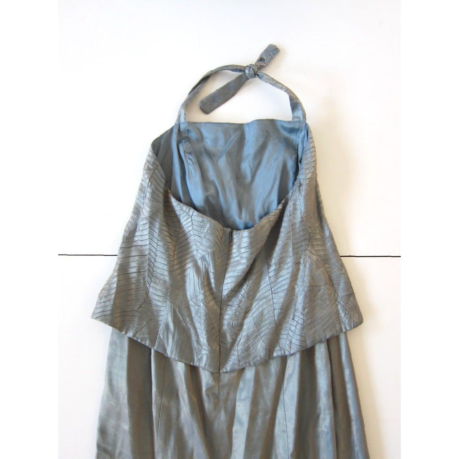 Alex Evenings VINTAGE Alex Evenings Blue Gold Satin Halter Top Long Maxi Formal Dress Women L Size L / US 10 / IT 46 - 5 Thumbnail