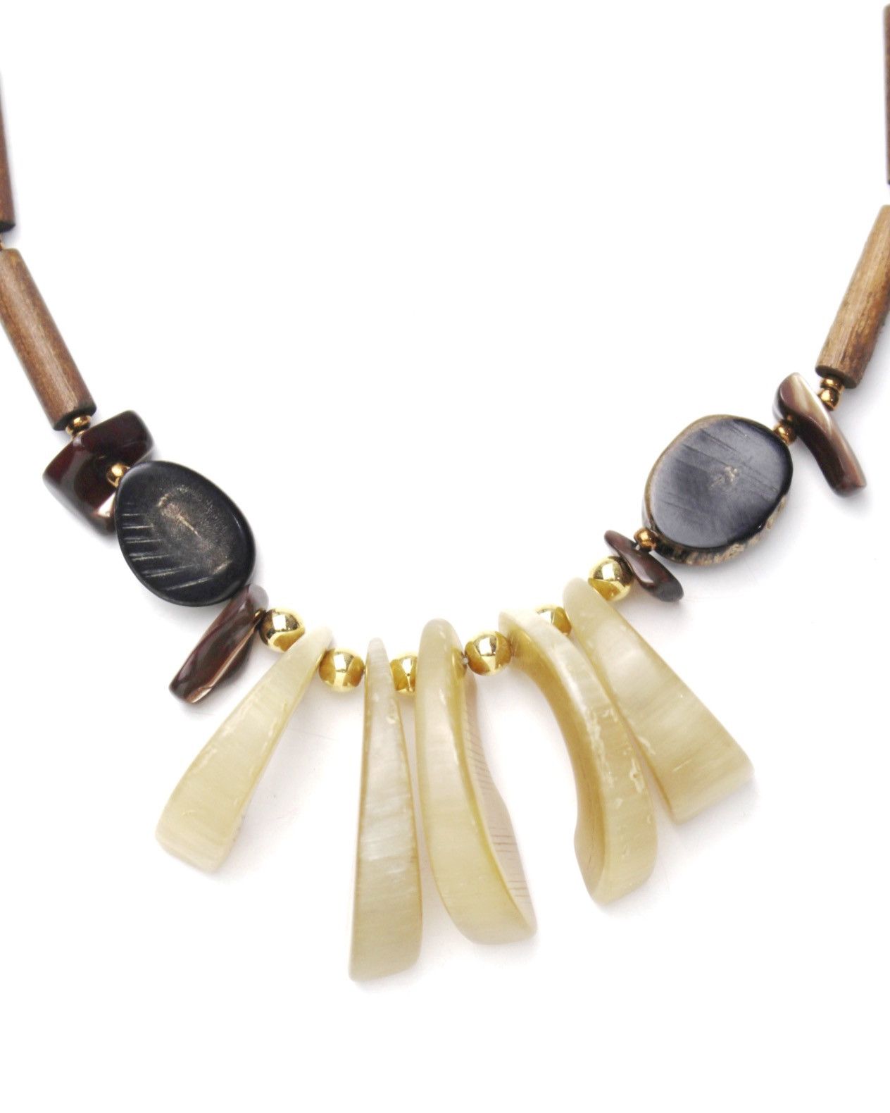 Vintage 2000S JAPANESE HANDCRAFTED NECKLACE BUFFALO HORN WOODEN Size ONE SIZE - 4 Thumbnail