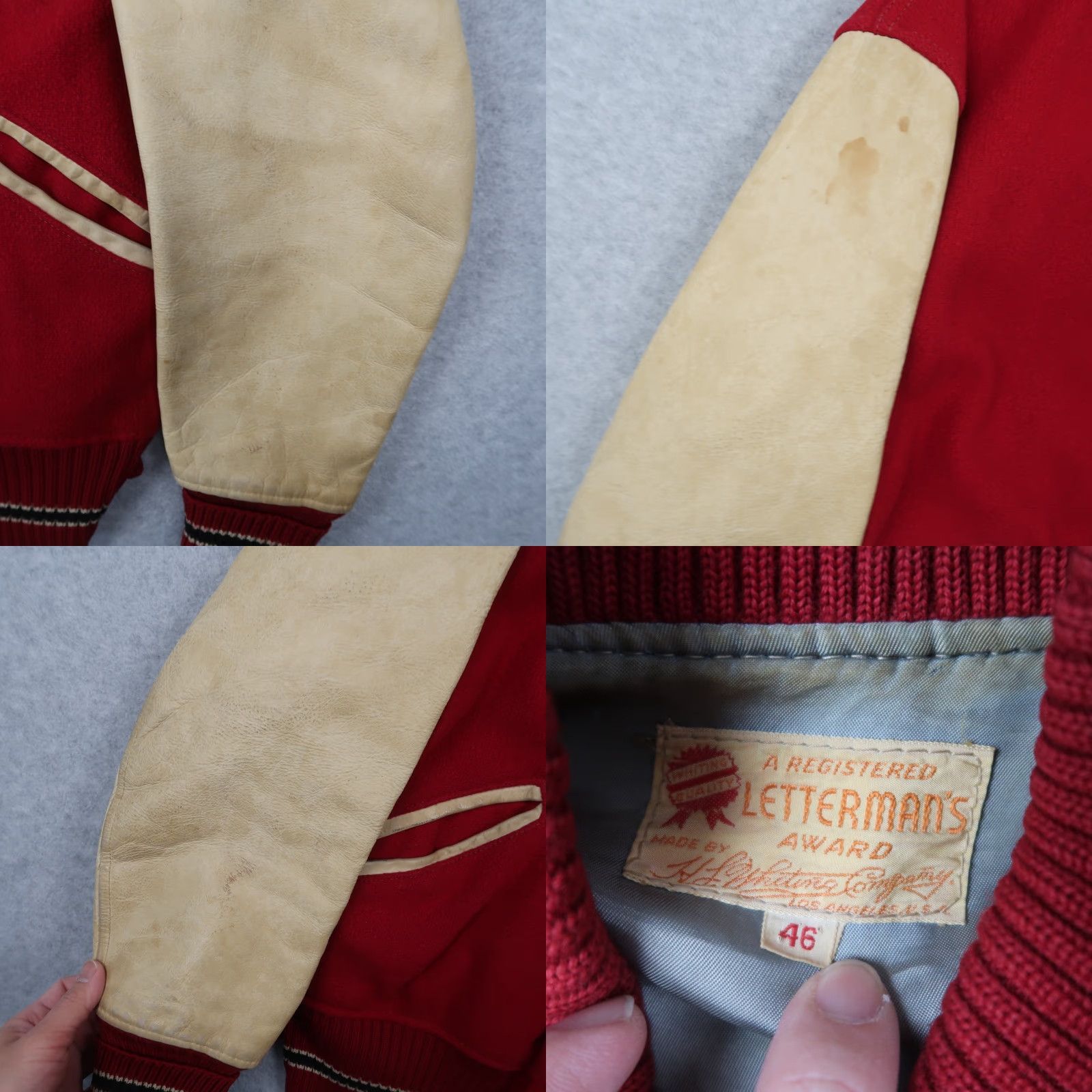 CO VINTAGE HL Whiting Co Varsity Jacket Red 60s Size 46 Wool Nylon Satin Leather Look Letterman Mens Size US S / EU 44-46 / 1 - 8 Thumbnail