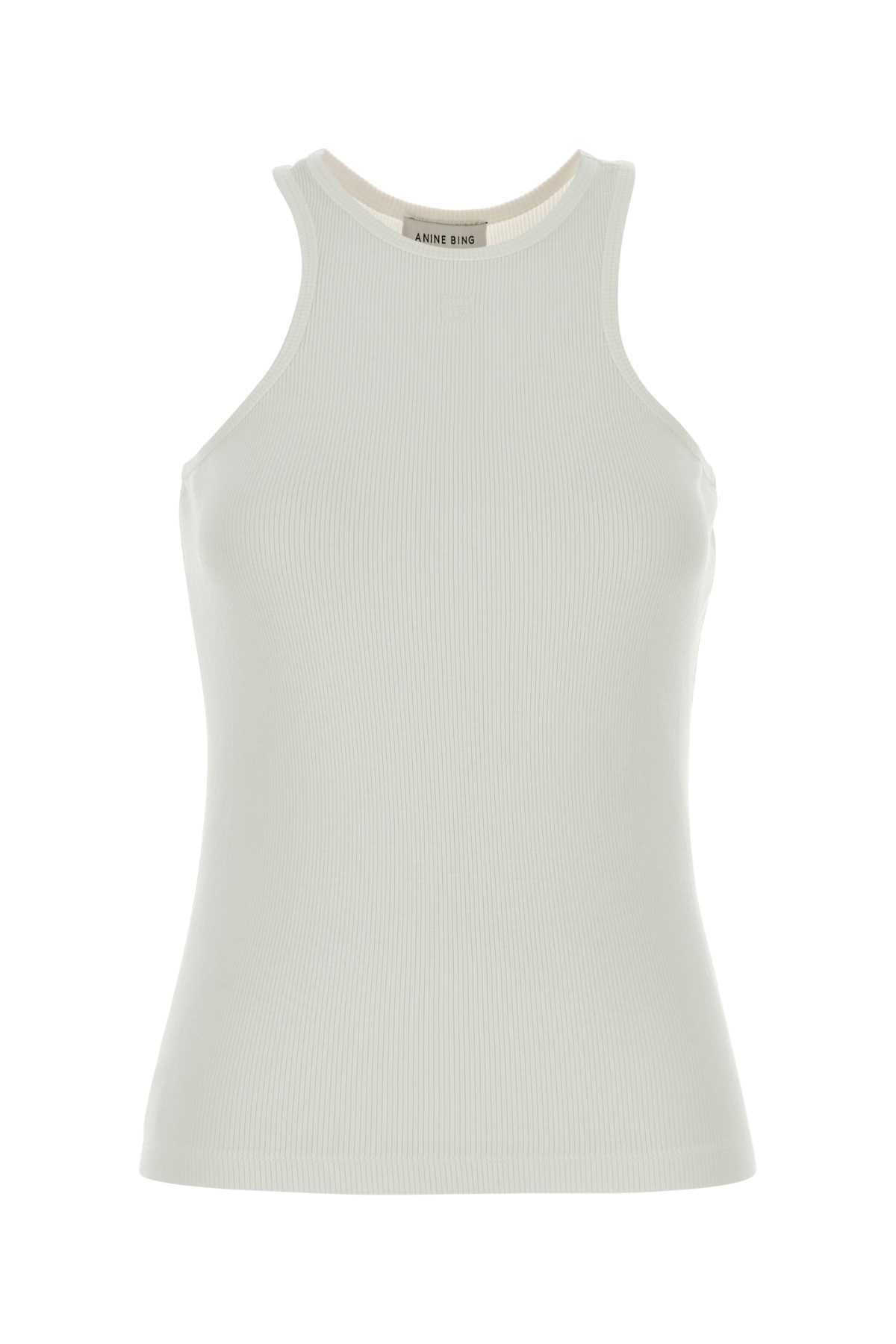 Anine Bing White Stretch Viscose Cole Tank Top Size M / US 6-8 / IT 42-44 - 1 Thumbnail