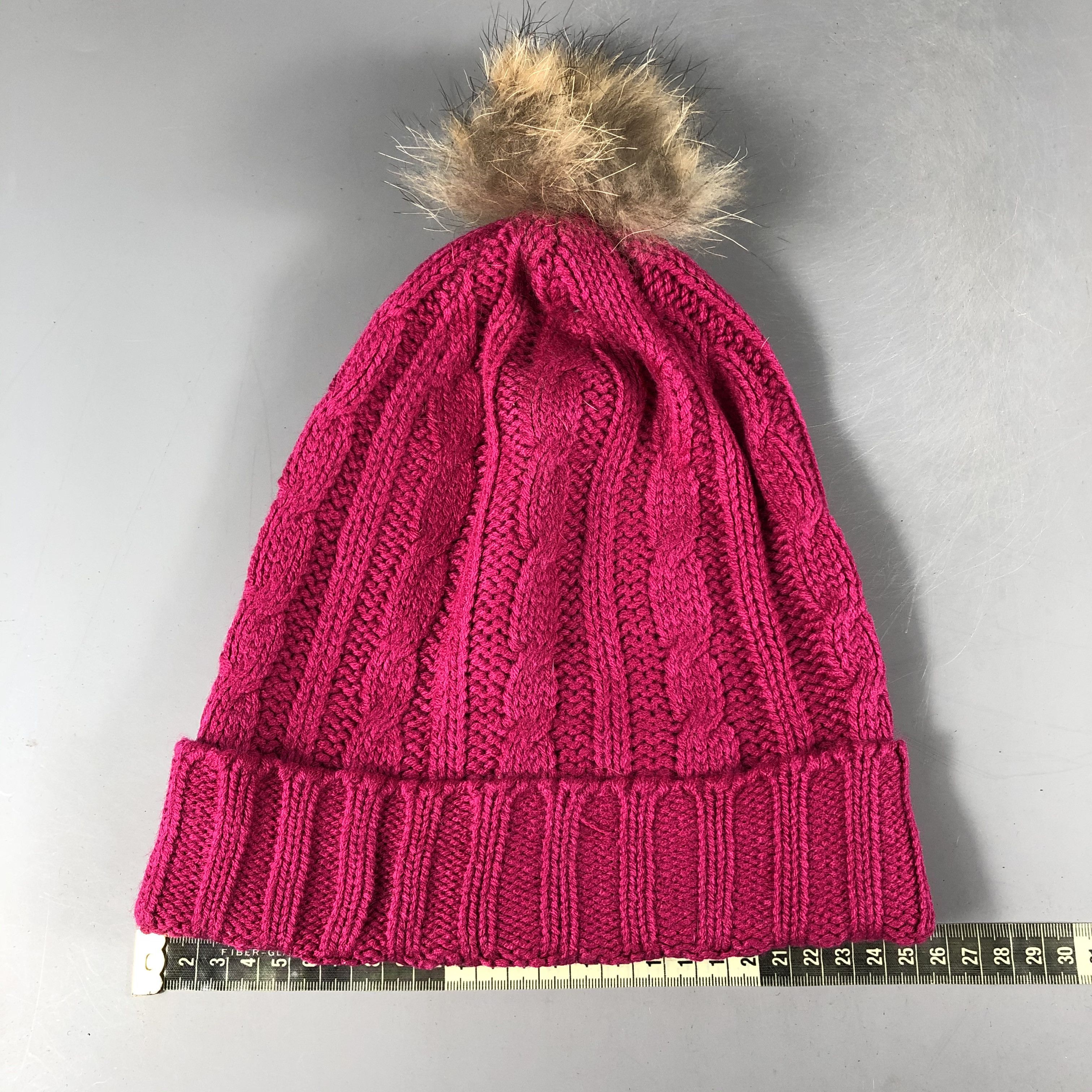 Vintage Cable Knit Slouchy Pink Beanie Snow Hat Snow Cap -D1262 Size ONE SIZE - 3 Thumbnail