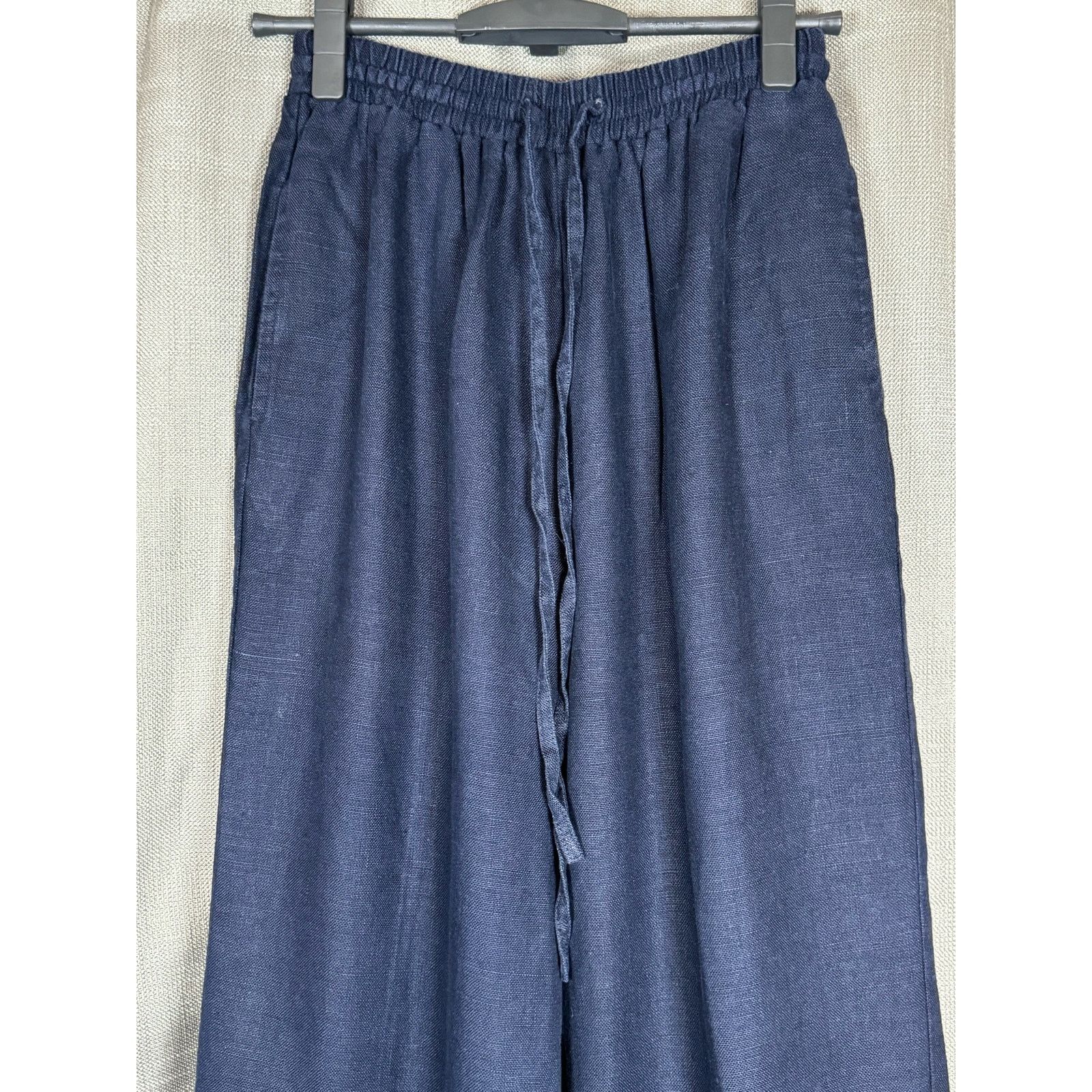 Unknown London Karen Kane Wide Leg Drawstring Pants Navy Blue Womens Size 6 Size 28" / US 6 / IT 42 - 3 Thumbnail