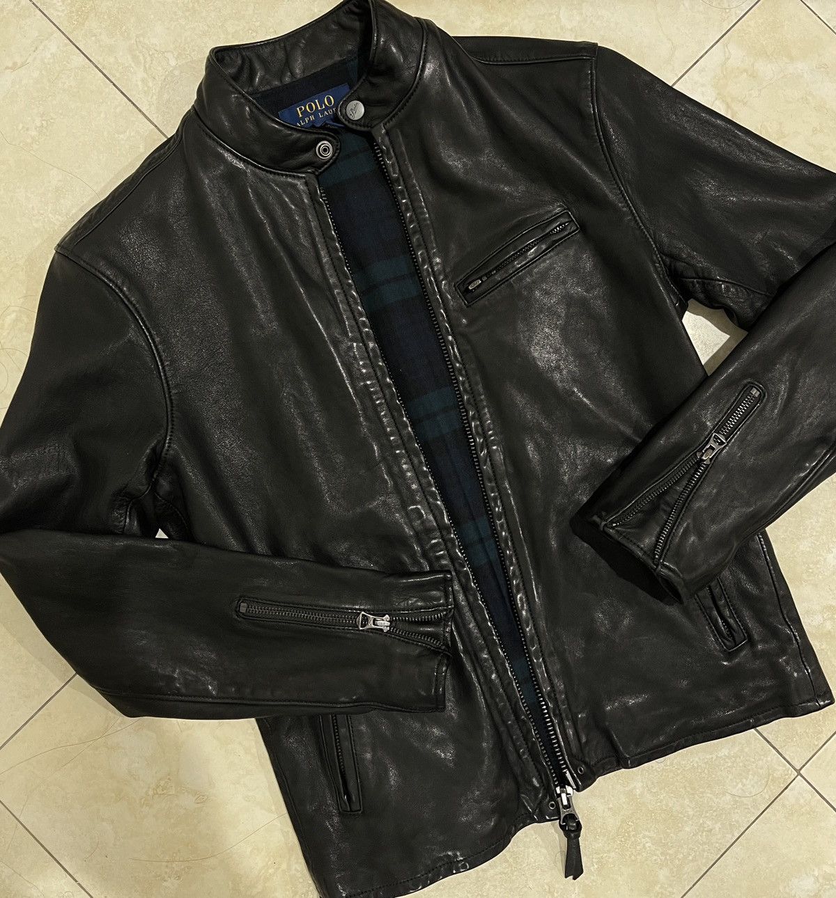 Polo Ralph Lauren Polo Ralph Lauren Black Leather Cafe Racer Jacket Size US XS / EU 42 / 0 - 2 Thumbnail