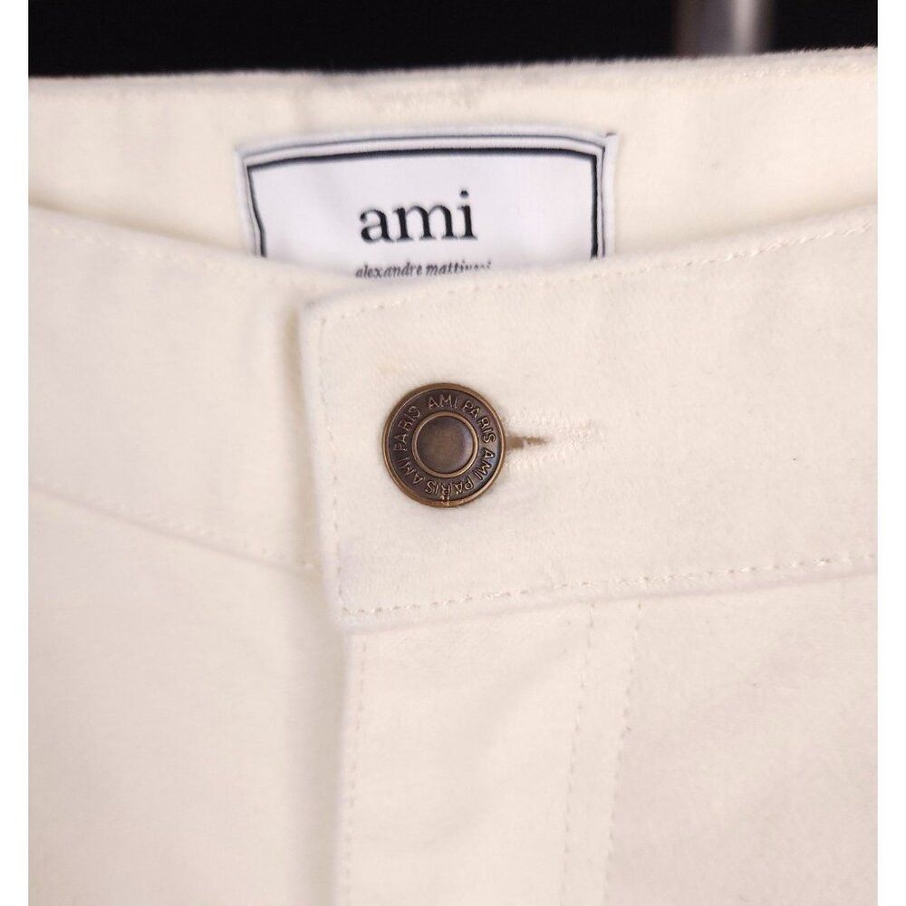 AMI AMI Wide-Leg Brushed-Cotton Trousers Size L Mens Cream Mole Size US 35 - 5 Thumbnail