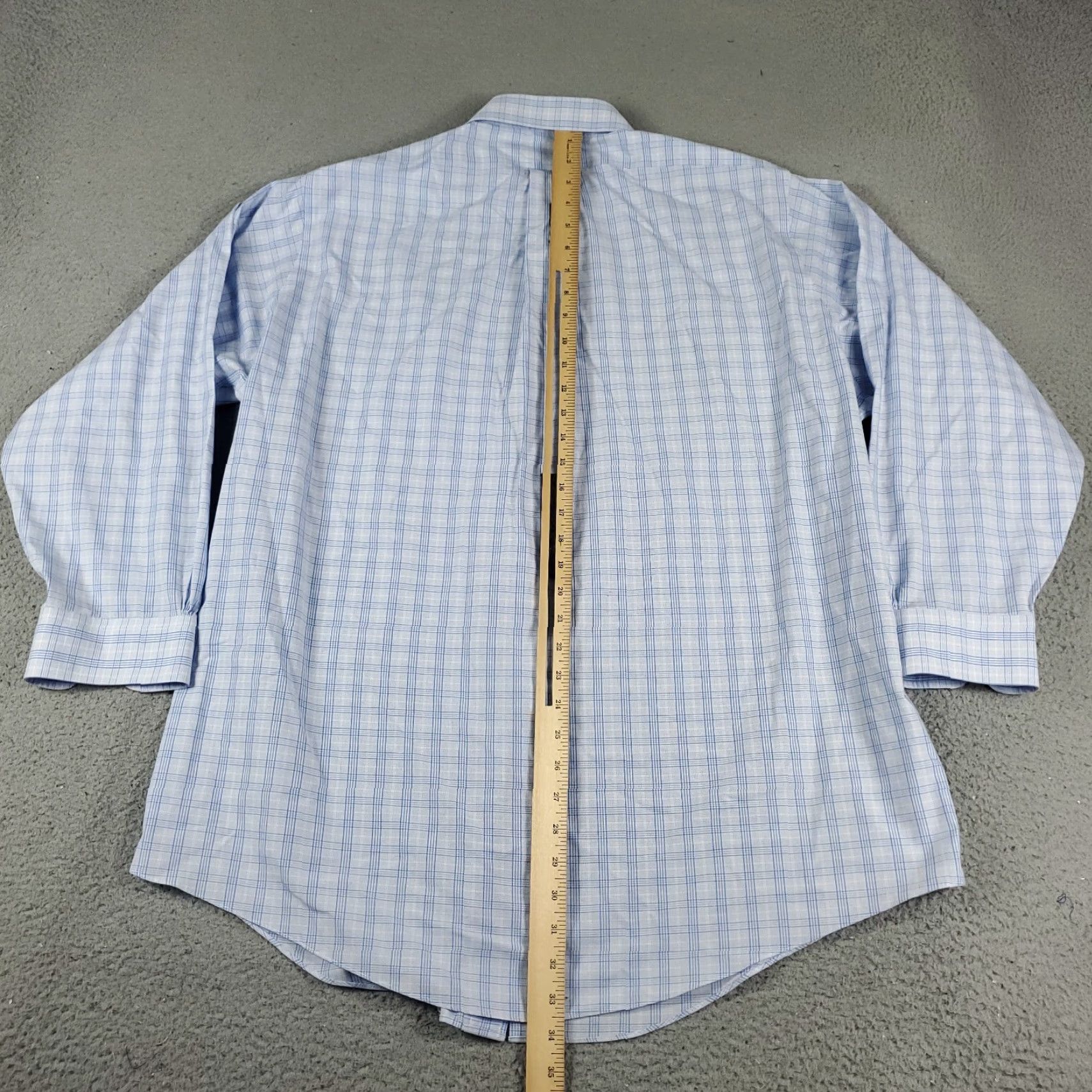 Brooks Brothers VINTAGE Brooks Brothers Shirt Mens Size 17 Blue Plaid Dress Long Sleeve Button Up Non-Iron Regular Cuffed Mens Clothing Size 46R - 3 Thumbnail
