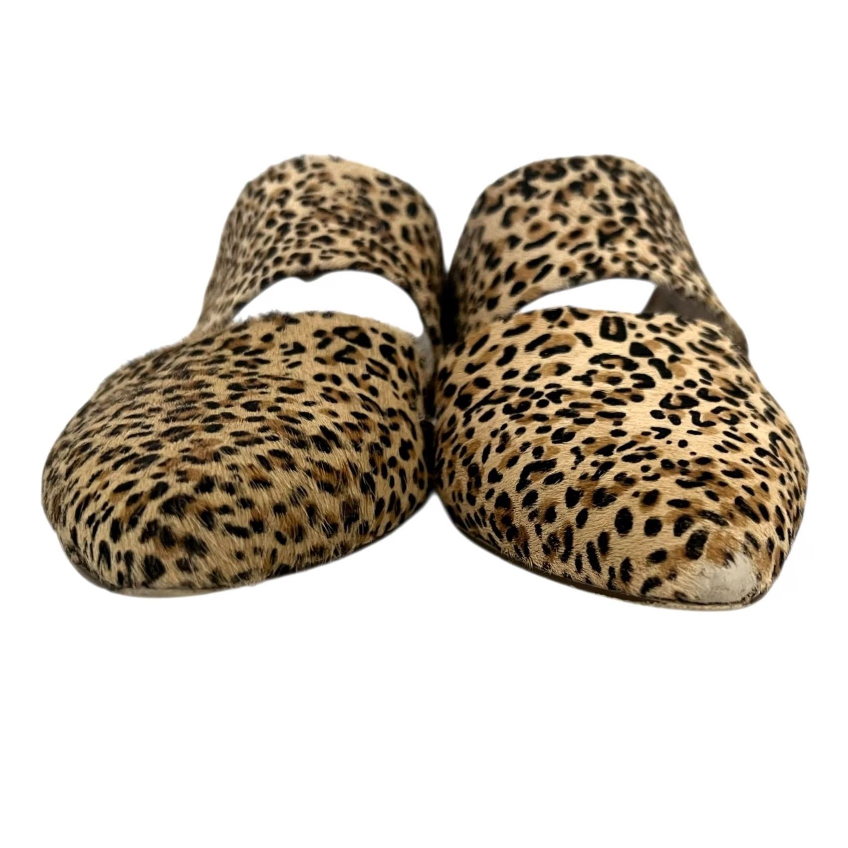 Matisse Matisse Flats Mules Animal Print Fur Dyed Cow Leather Slides Pointed Toe 8.5 Tan Women Slip On Flat Size US 9 / IT 39 - 7 Thumbnail