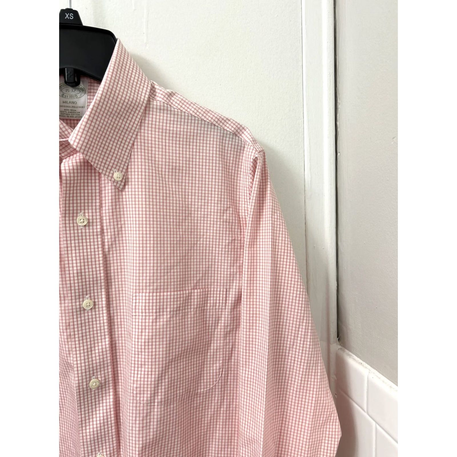 Brooks Brothers VINTAGE Brooks Brothers Original Polo Shirt Men 15 Pink Plaid Milano Non Iron L/S ShirtMILANO Pink Plaid Long Sleeve Button-Up Collared Vintage Mens Size US M / EU 48-50 / 2 - 4 Thumbnail