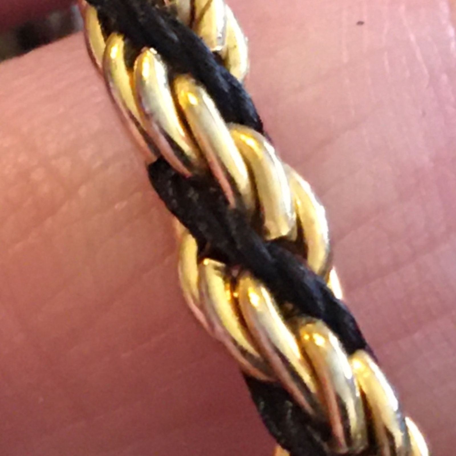 Jewelry Gold tone black ribbon twisted rope chain set Size ONE SIZE - 8 Thumbnail