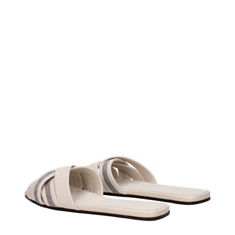 Brunello Cucinelli ob1o1e1024 Leather Slippers in Beige Size US 9 / IT 39 - 4 Thumbnail