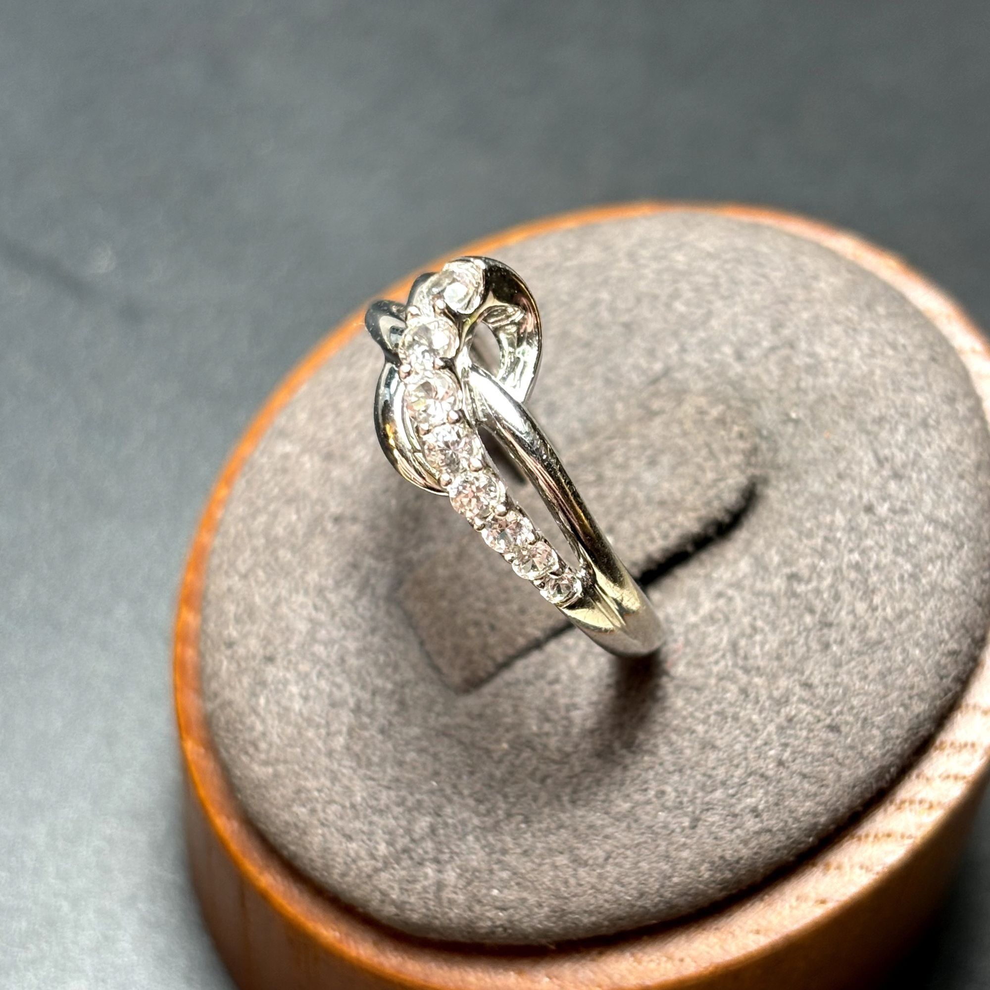 Vintage Sterling Silver 925 Bypass Design Cubic Zirconia Statement B Size ONE SIZE - 1 Thumbnail