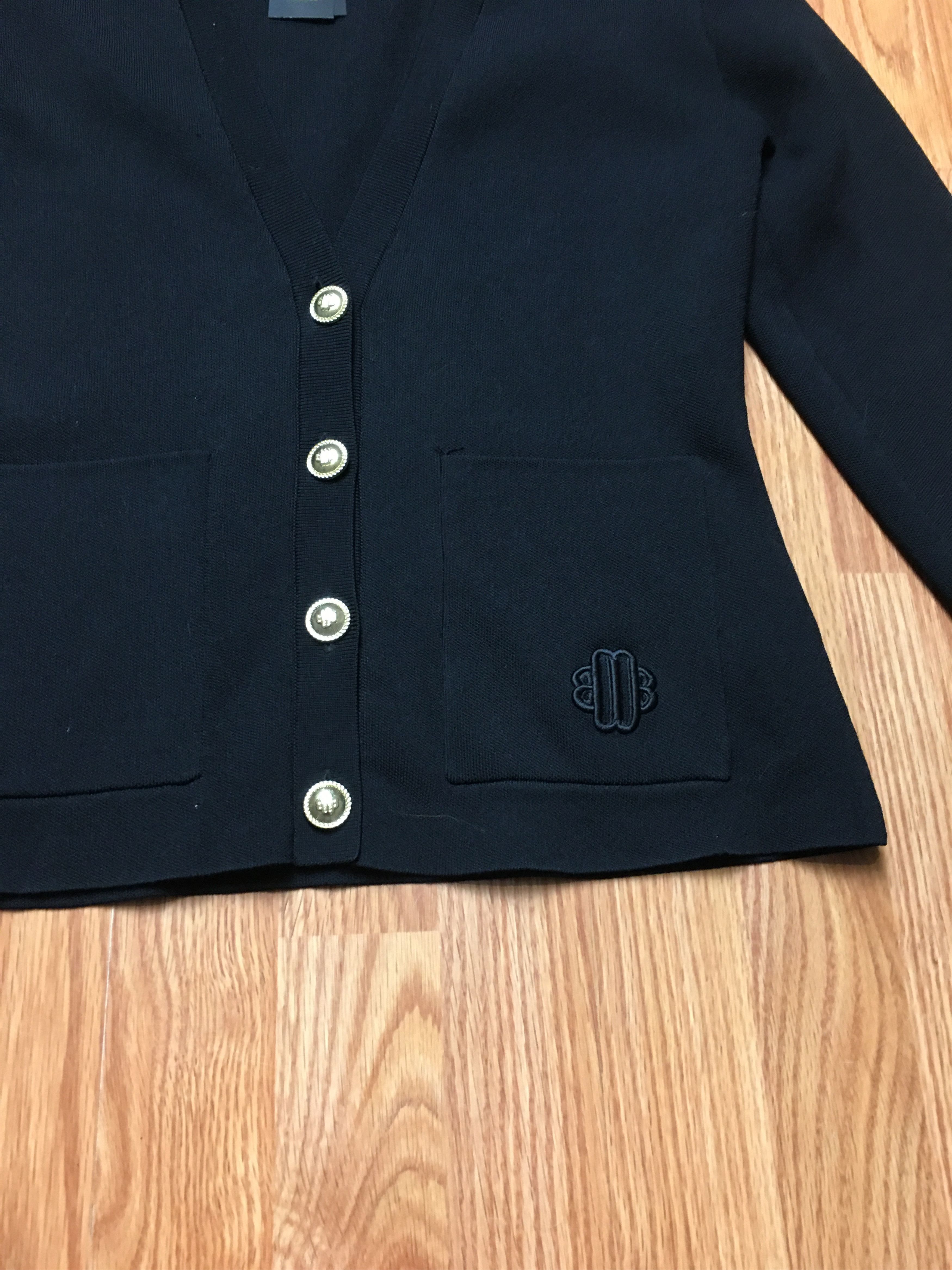 Maje MAJE Embroidered Logo Knitted Cardigan Black Size 2/M Size M / US 6-8 / IT 42-44 - 12 Thumbnail