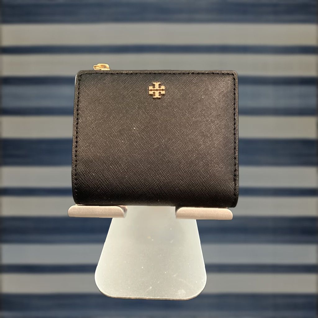 Tory Burch Tory Burch Robinson Black Leather Card Case Key Ring