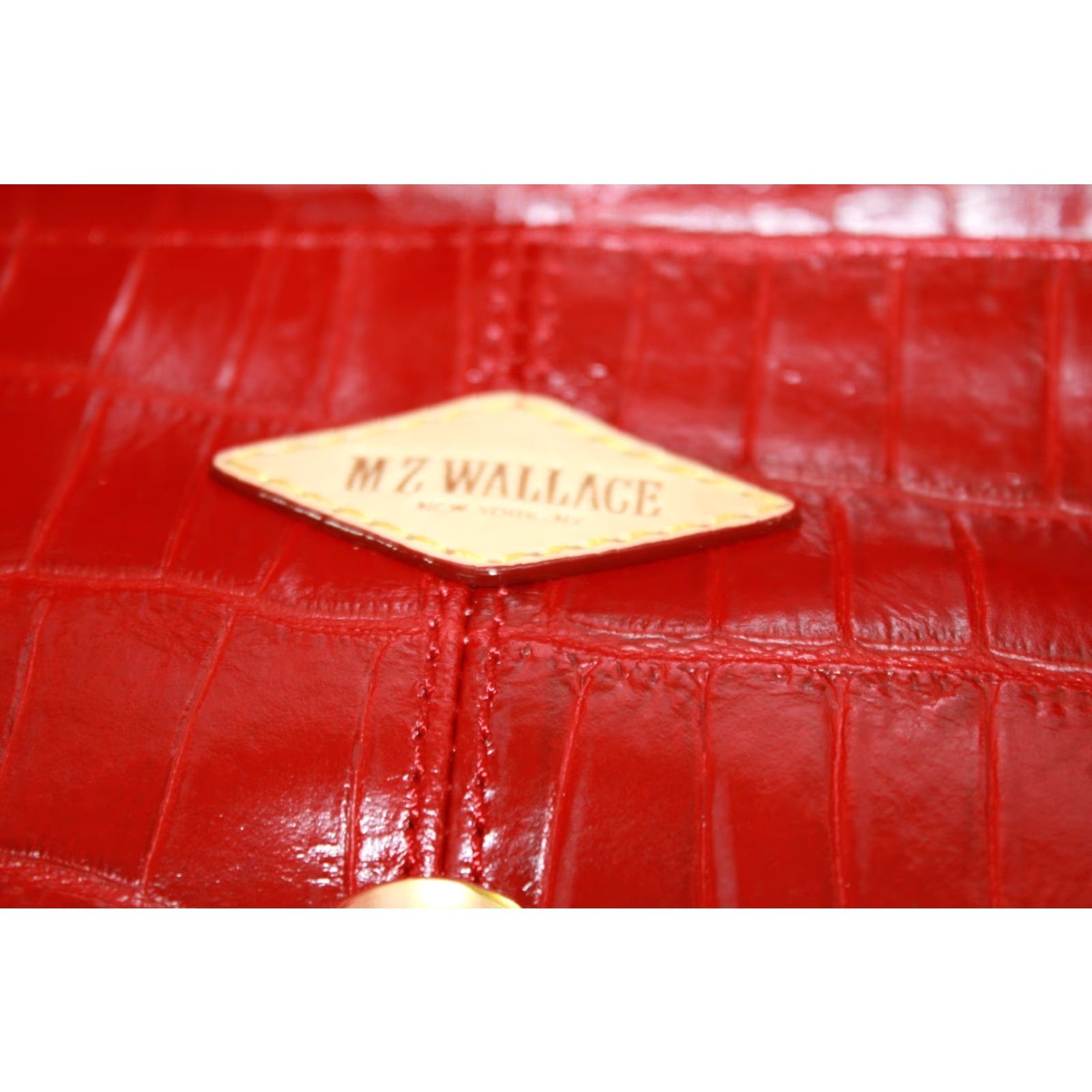 MZ Wallace MZ Wallace Eve Red Leather Crocodile Look Clutch Handbag Purse 10"x5" Zip Size ONE SIZE - 5 Thumbnail