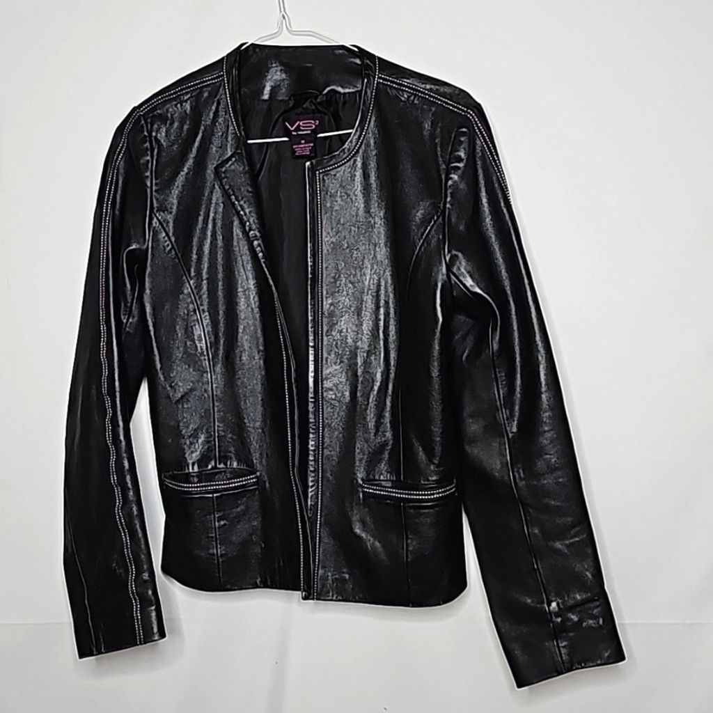 The Unbranded Brand VS2 by Vakko 100% pure lamb leather open moto jacket sz Med Size M / US 6-8 / IT 42-44 - 1 Thumbnail