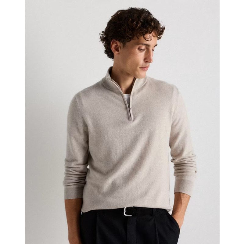 Quince Quince Cashmere QuarterZip Sweater Heather Cloud Beige M NWT Size US M / EU 48-50 / 2 - 2 Thumbnail