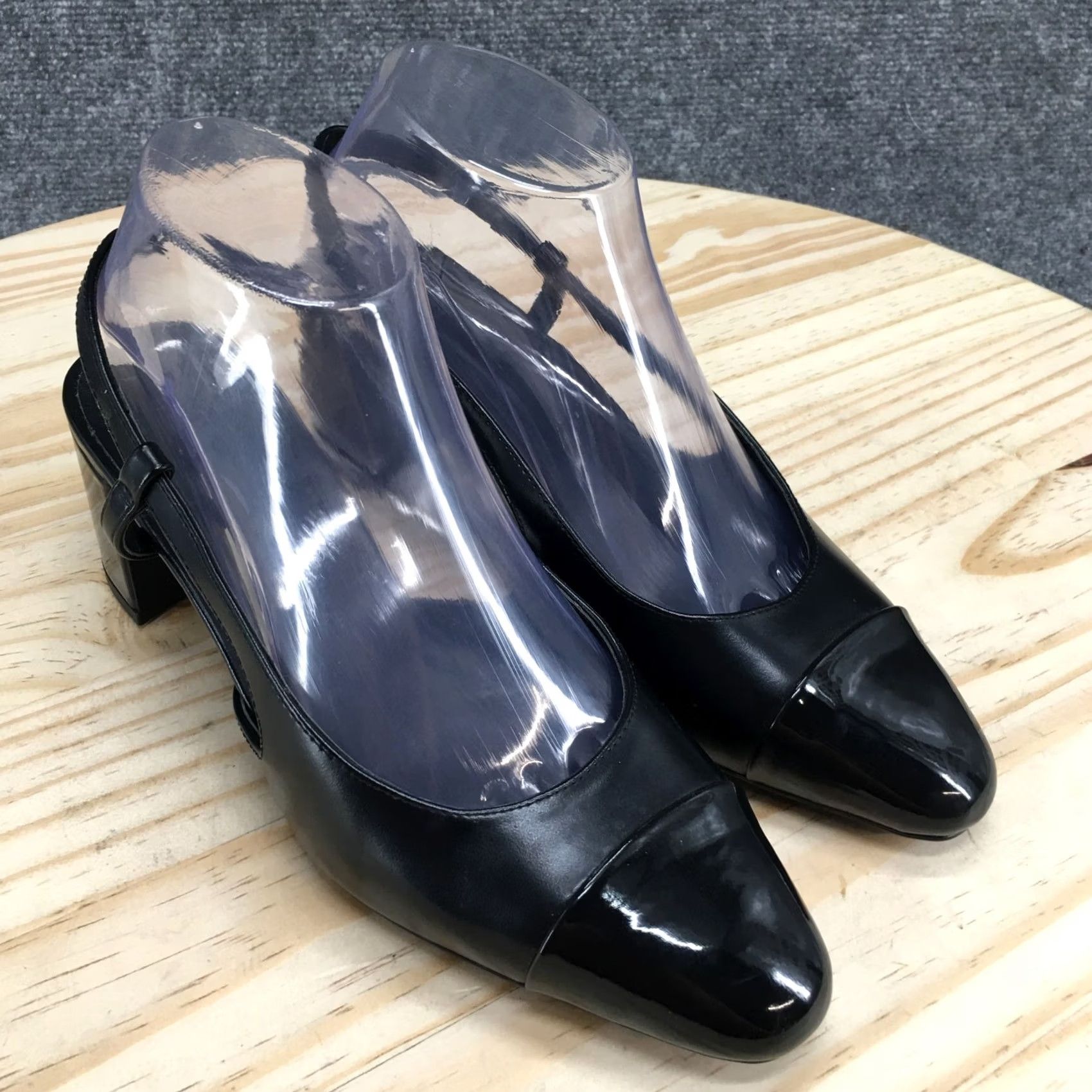 H&M H&M Heels Womens 38 Cap Toe Dress Slingback Pumps Block Heels Black Faux Leather Size M / US 6-8 / IT 42-44 - 3 Thumbnail