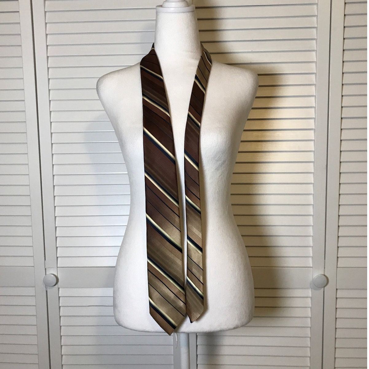 Other Wembley Brown Striped Short Skinny Men Necktie Size ONE SIZE - 2 Thumbnail