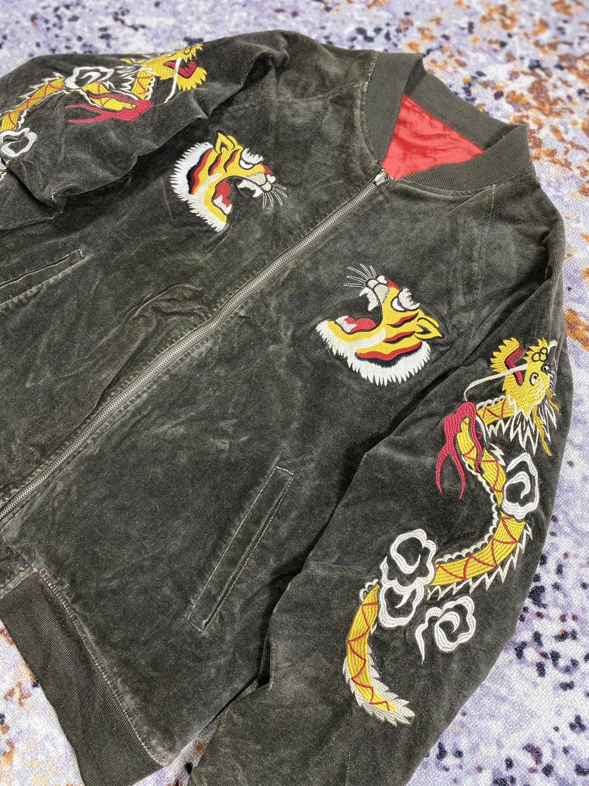 Avirex × Tsumori Chisato × Vintage SUPER RARE VTG AVIREX SUKAJAN SOUVENIR BOMBER JACKET VELVET Size US XL / EU 56 / 4 - 4 Thumbnail
