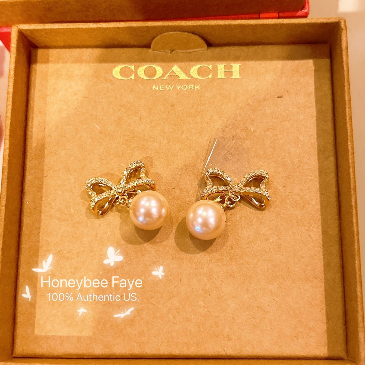 Coach Bow Pearl Drop Earrings CY107 Size ONE SIZE - 1 Thumbnail