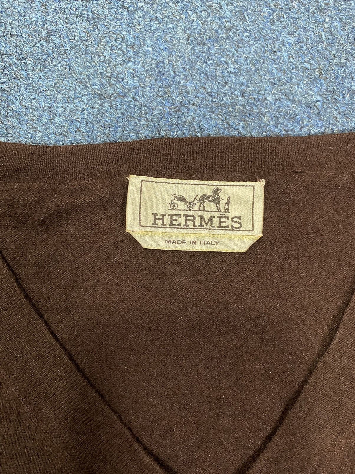 Hermes Hermes Cashmere V-Neck Size US L / EU 52-54 / 3 - 3 Thumbnail