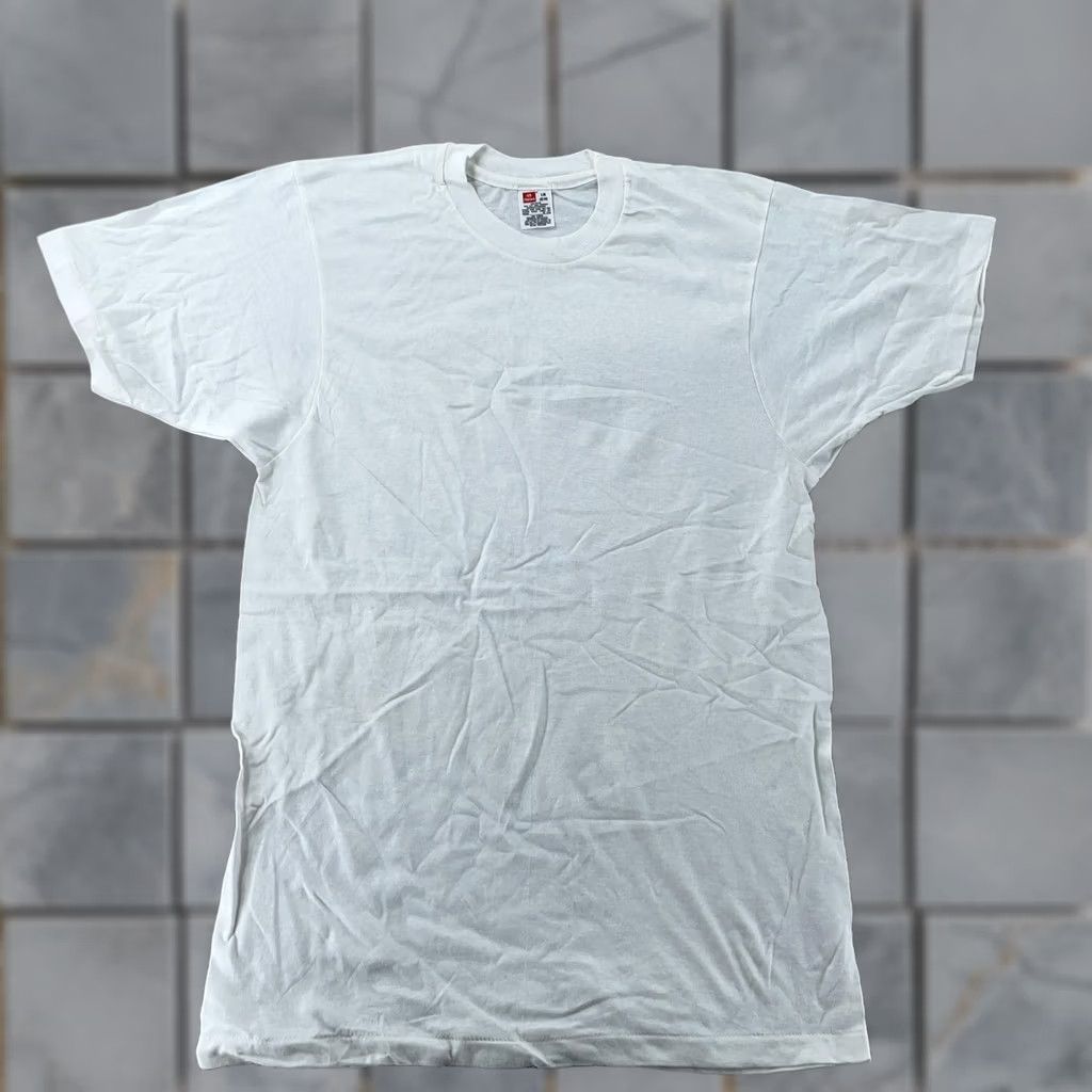 Hanes VINTAGE Hanes Shirt Mens M White Cotton Crewneck Short Sleeve Tee Size US M / EU 48-50 / 2 - 1 Thumbnail