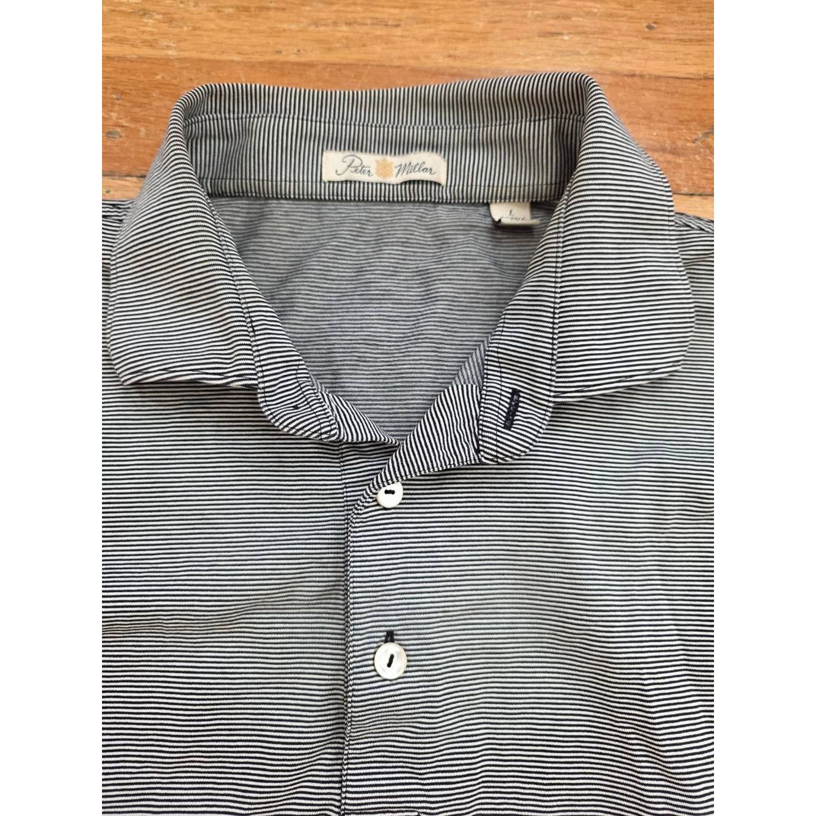 Peter Millar Peter Millar Polo Gray Stripe Shell Buttons Short L A001135 Size US L / EU 52-54 / 3 - 9 Thumbnail