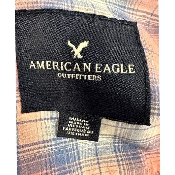 American Eagle Outfitters American Eagle Shirt Adult Medium Pink Blue Plaid Button Up Mens Size US M / EU 48-50 / 2 - 3 Thumbnail