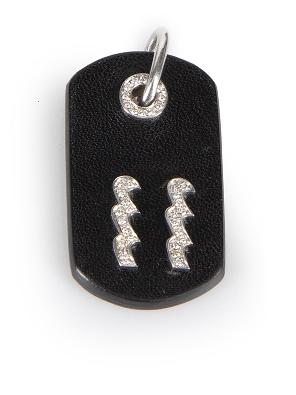 Gucci Black Leather & 18kt Diamond Aquarius Dog Tag Pendant Size ONE SIZE - 1 Thumbnail