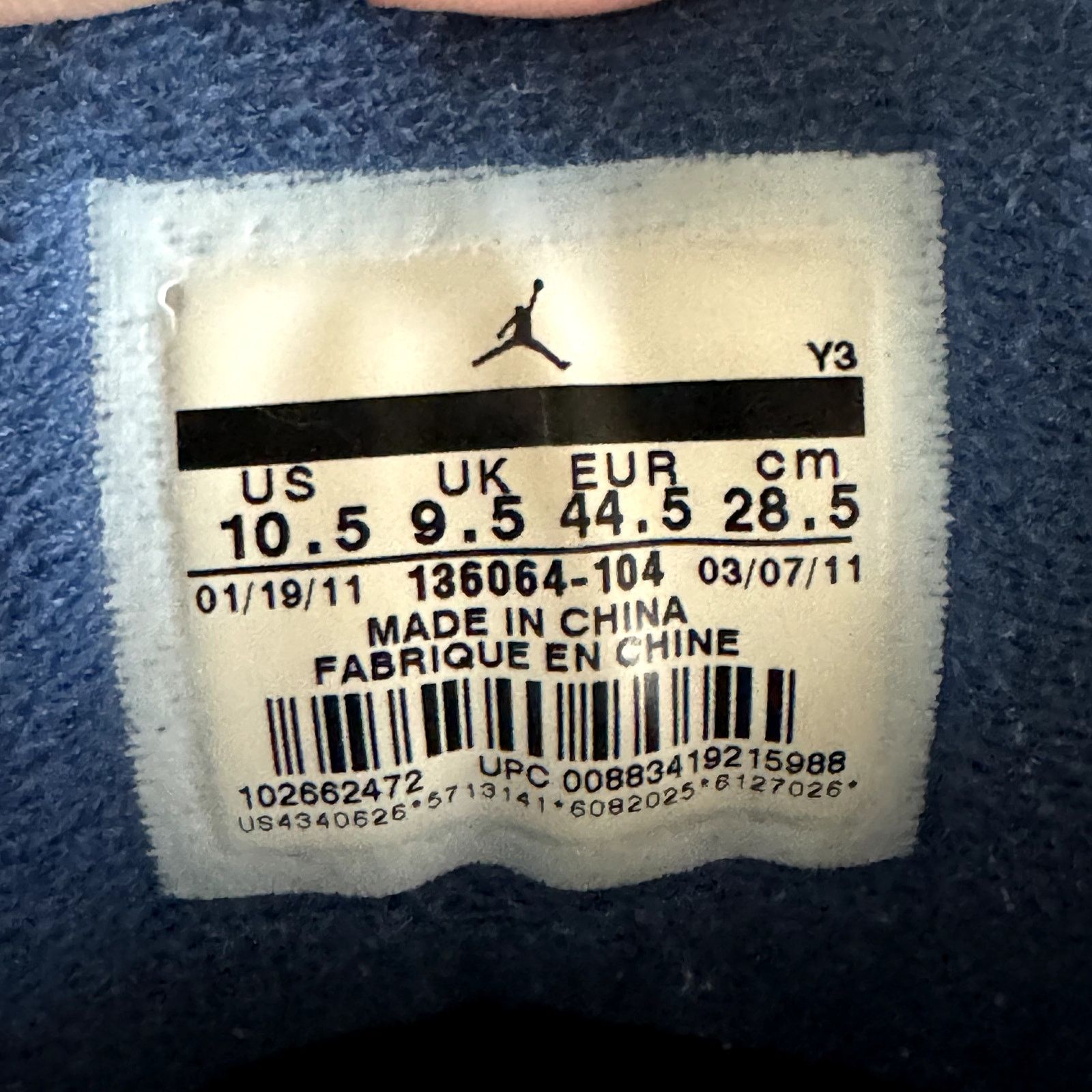 Jordan Brand × Nike Size 10.5 - Air Jordan 3 Retro True Blue 2011 Men's Shoes Size US 10.5 / EU 43-44 - 7 Thumbnail