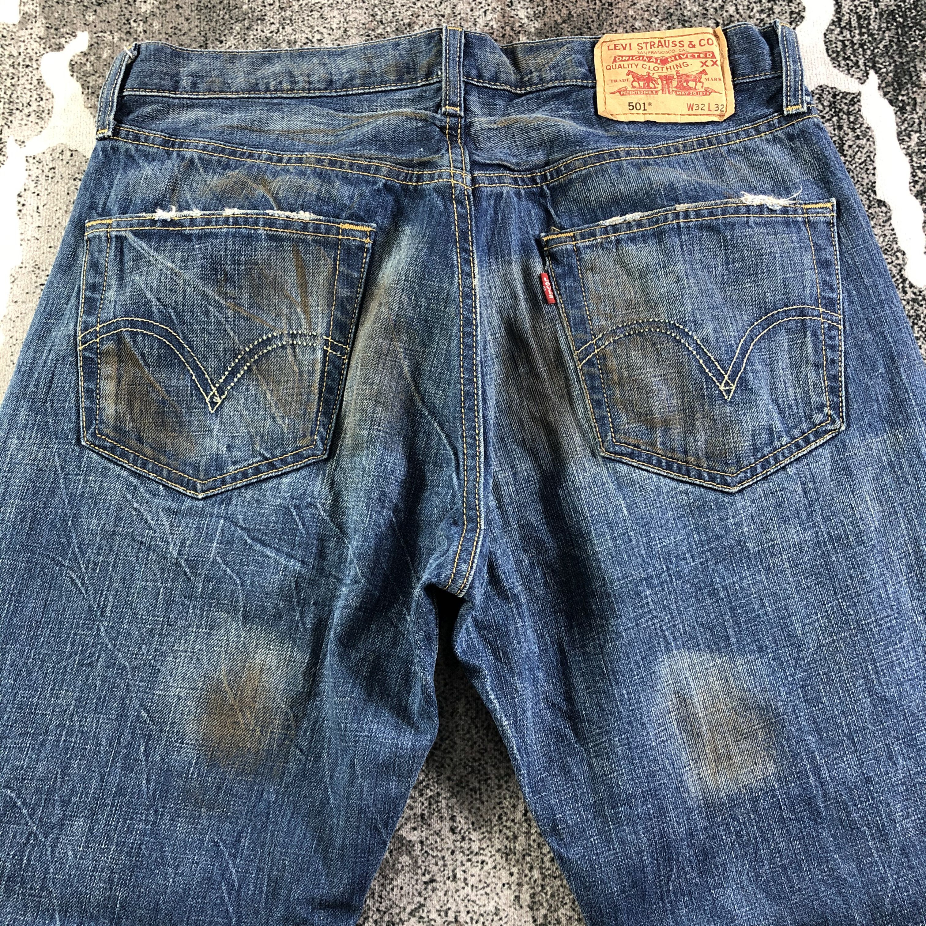 Levi's Vintage Levis 501 Jeans Dirty Blue Denim KJ2421 Size US 32 / EU 48 - 4 Thumbnail