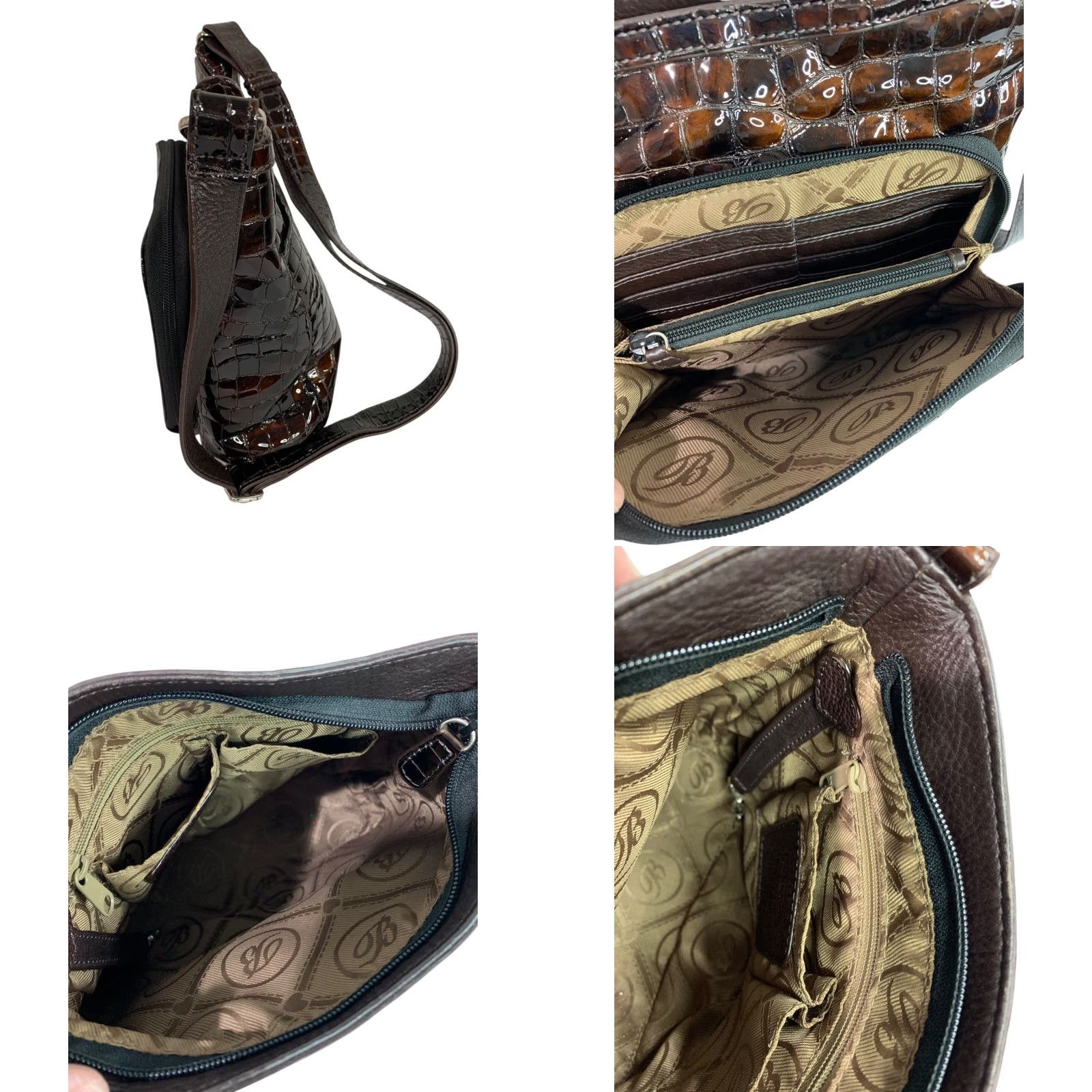 Brighton Brighton Cher Front Wallet Organizer Patent Leather Brown Crossbody Bag Women Size ONE SIZE - 8 Thumbnail