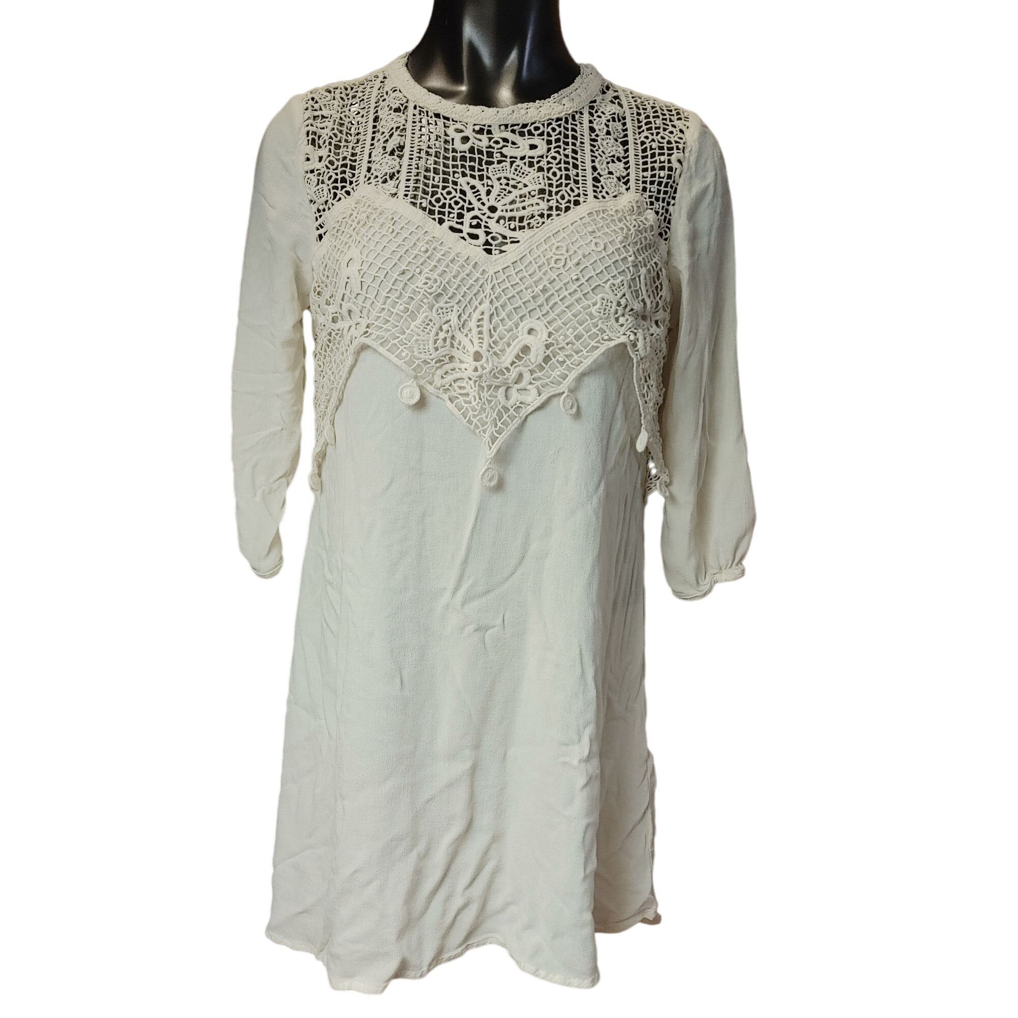 H&M H&M Women's White Lace Top 3/4 Sleeve Midi Dress 12 Size XL / US 12-14 / IT 48-50 - 1 Thumbnail