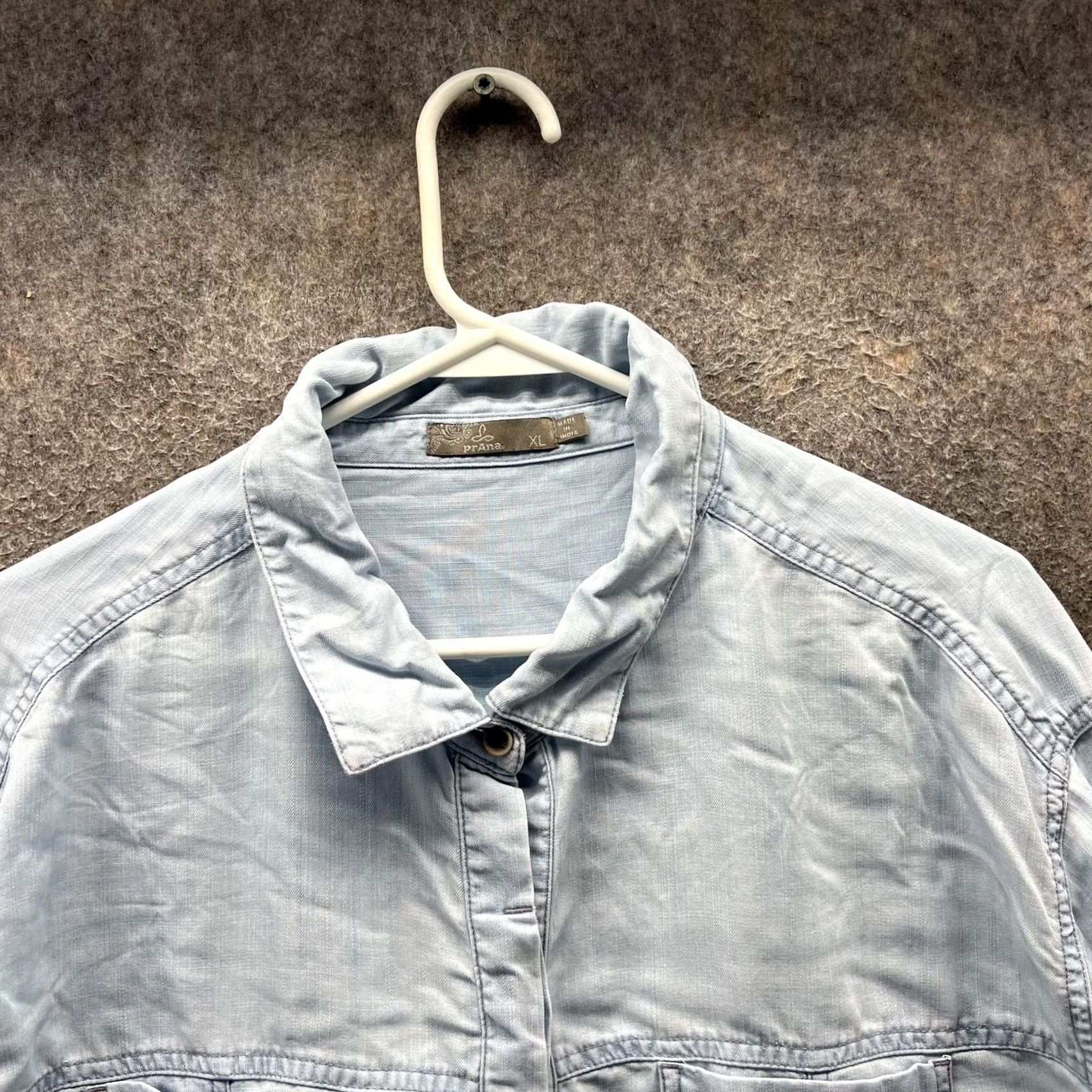 Prana VINTAGE PrAna Shirt Mens XL Blue Long Sleeve Utility Button Front Chest Pockets Casual Size US XL / EU 56 / 4 - 5 Thumbnail