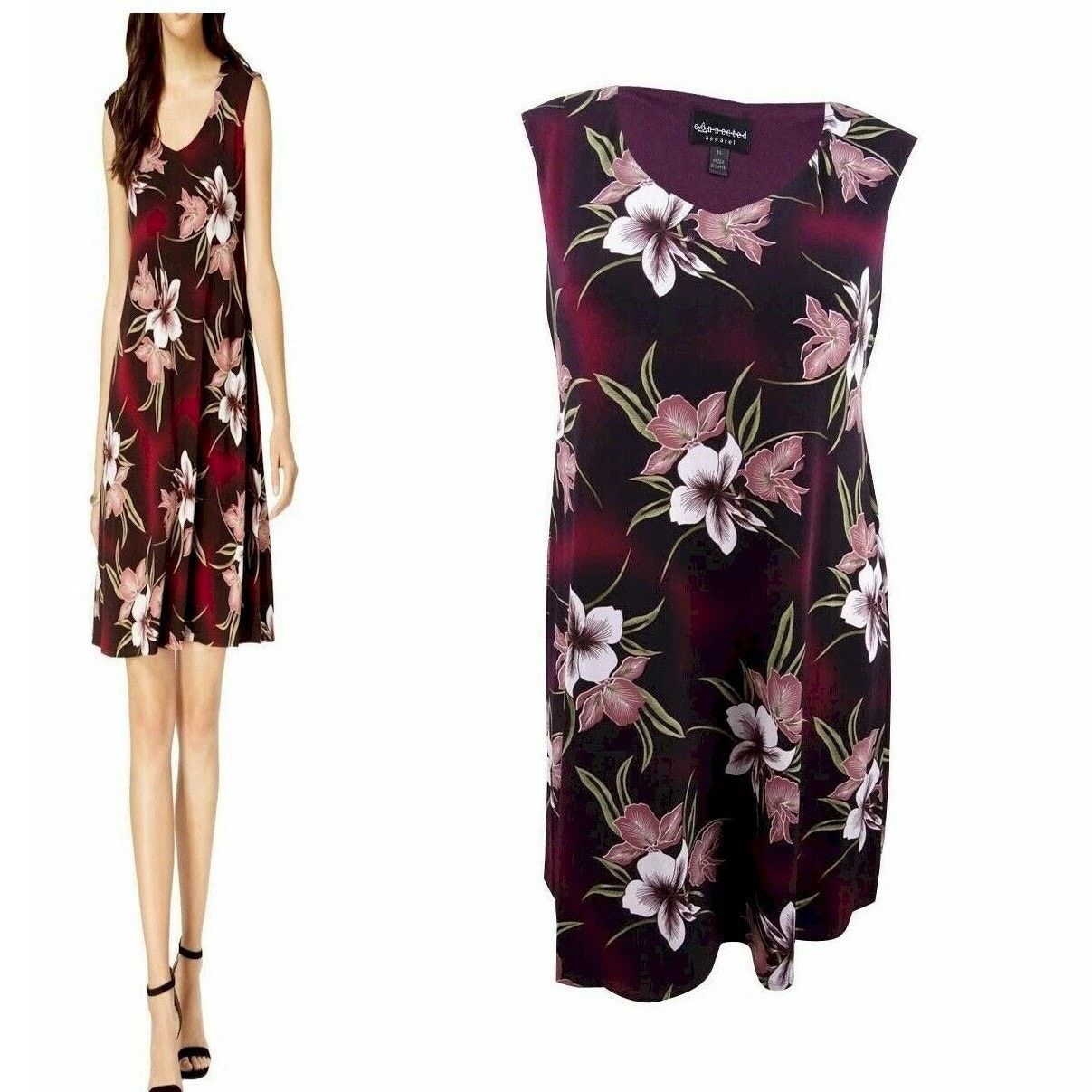 Macys NWT Connected Apparel Pull-on Jersey Floral A-line Dress 8 Size M / US 6-8 / IT 42-44 - 3 Thumbnail