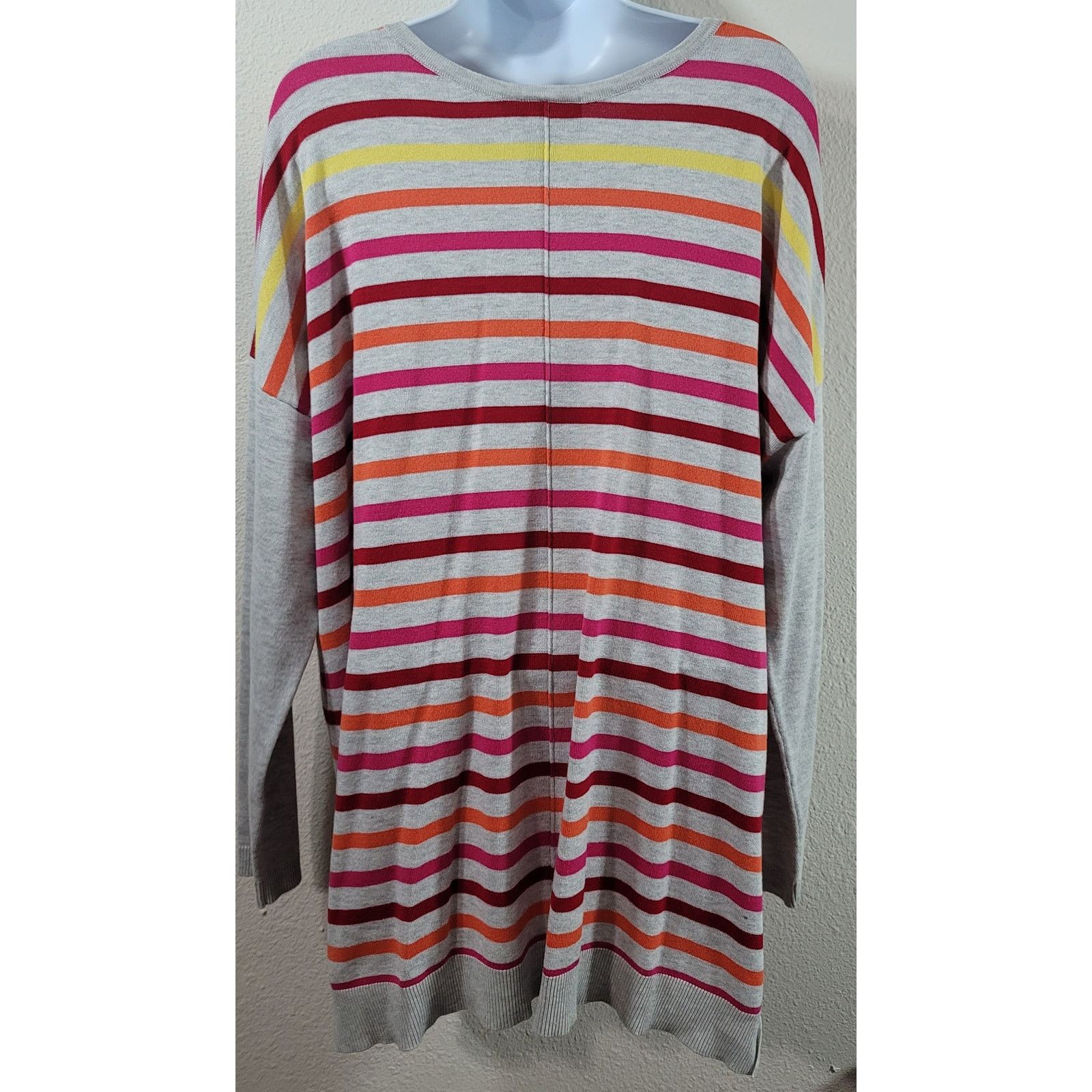Other Lane Bryant Gray Yellow Orange Striped Sweater Top 18 20 Size XXL / US 16-18 / IT 52-54 - 3 Thumbnail