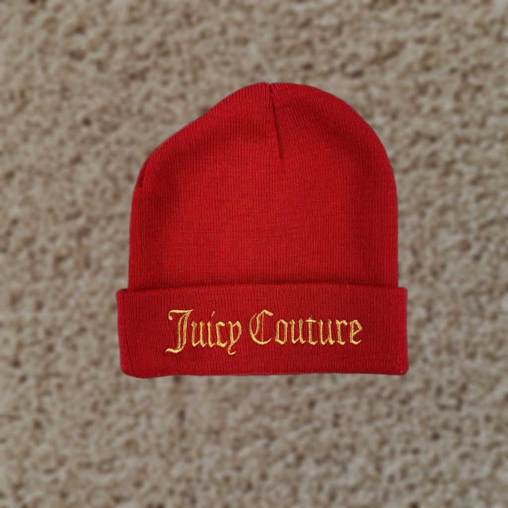 Juicy Couture Juicy Couture Beanie Hat Womens One Size Red Acrylic Knit Logo Beanie Womens 100% Acrylic Fall Winter 90s Designer Theme American Size ONE SIZE - 1 Thumbnail