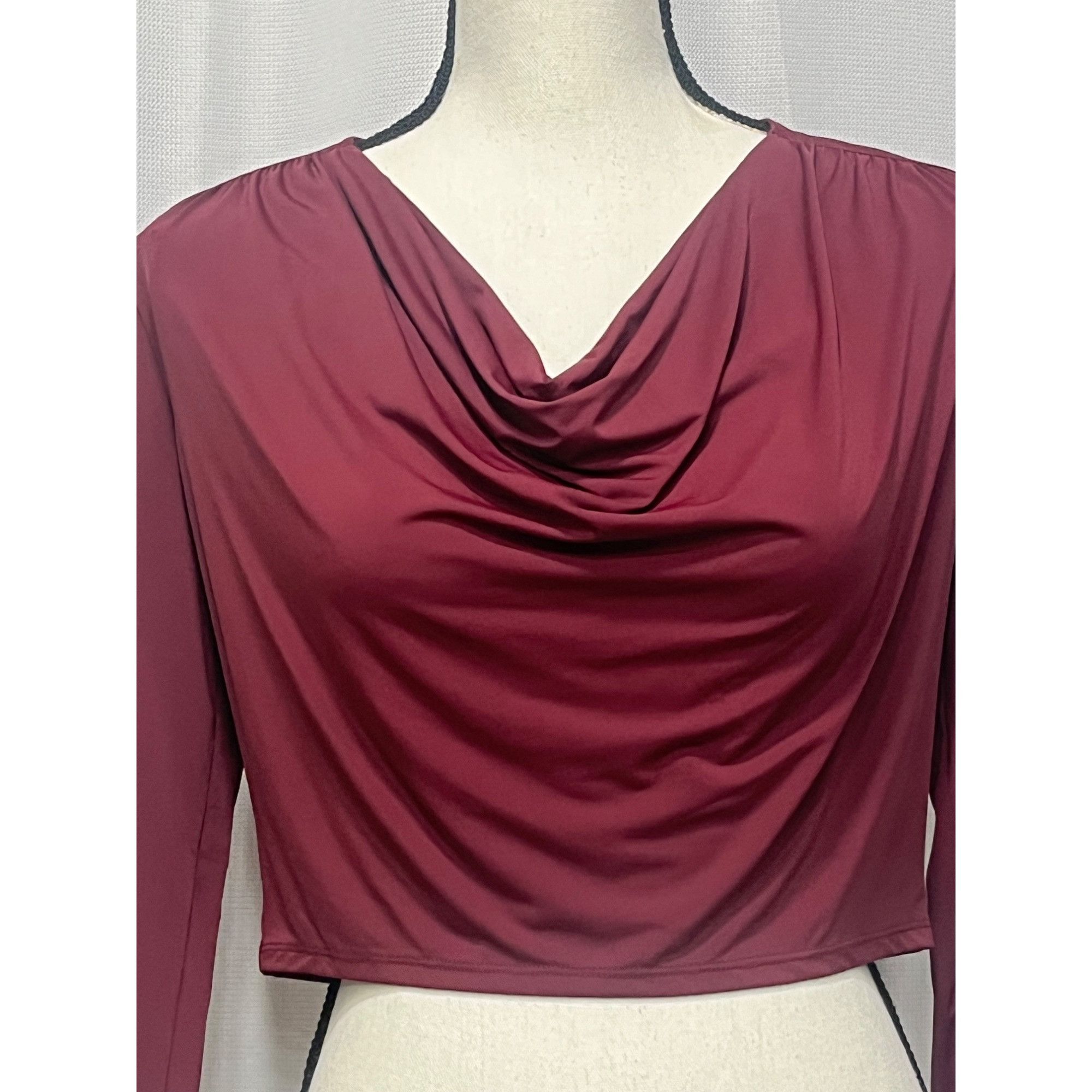 Other Open Edit Cowl Neck Long Sleeve Crop Top, Burgundy London, M Size M / US 6-8 / IT 42-44 - 3 Thumbnail
