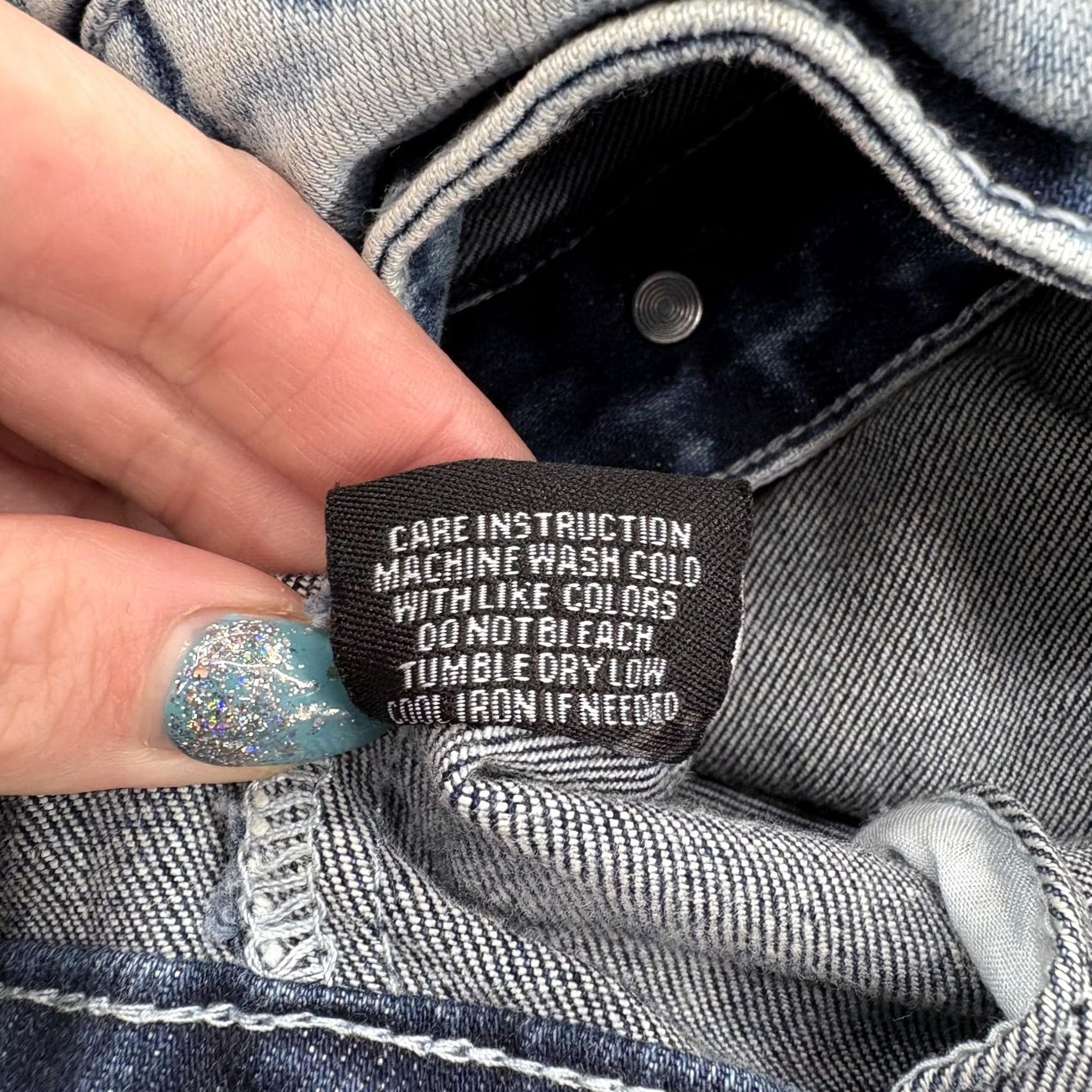Denime KLOUD9 Denim Jacket Mens L Regular Blue Acid Wash Checkered Sleeve Streetwear Grunge Bomber Casual Fall Spring Jacket Mens Size US L / EU 52-54 / 3 - 6 Thumbnail