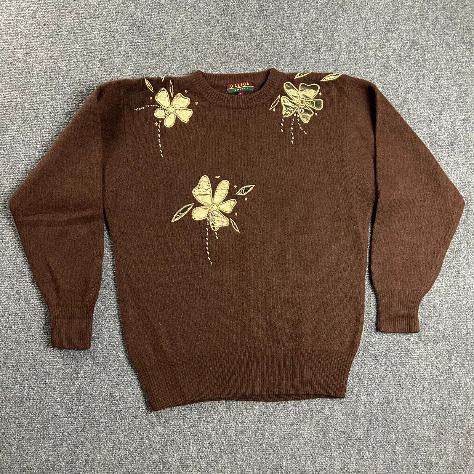 Other Dalton Limited Sweater Womens Large Floral Lambswool Angora Size L / US 10 / IT 46 - 1 Thumbnail