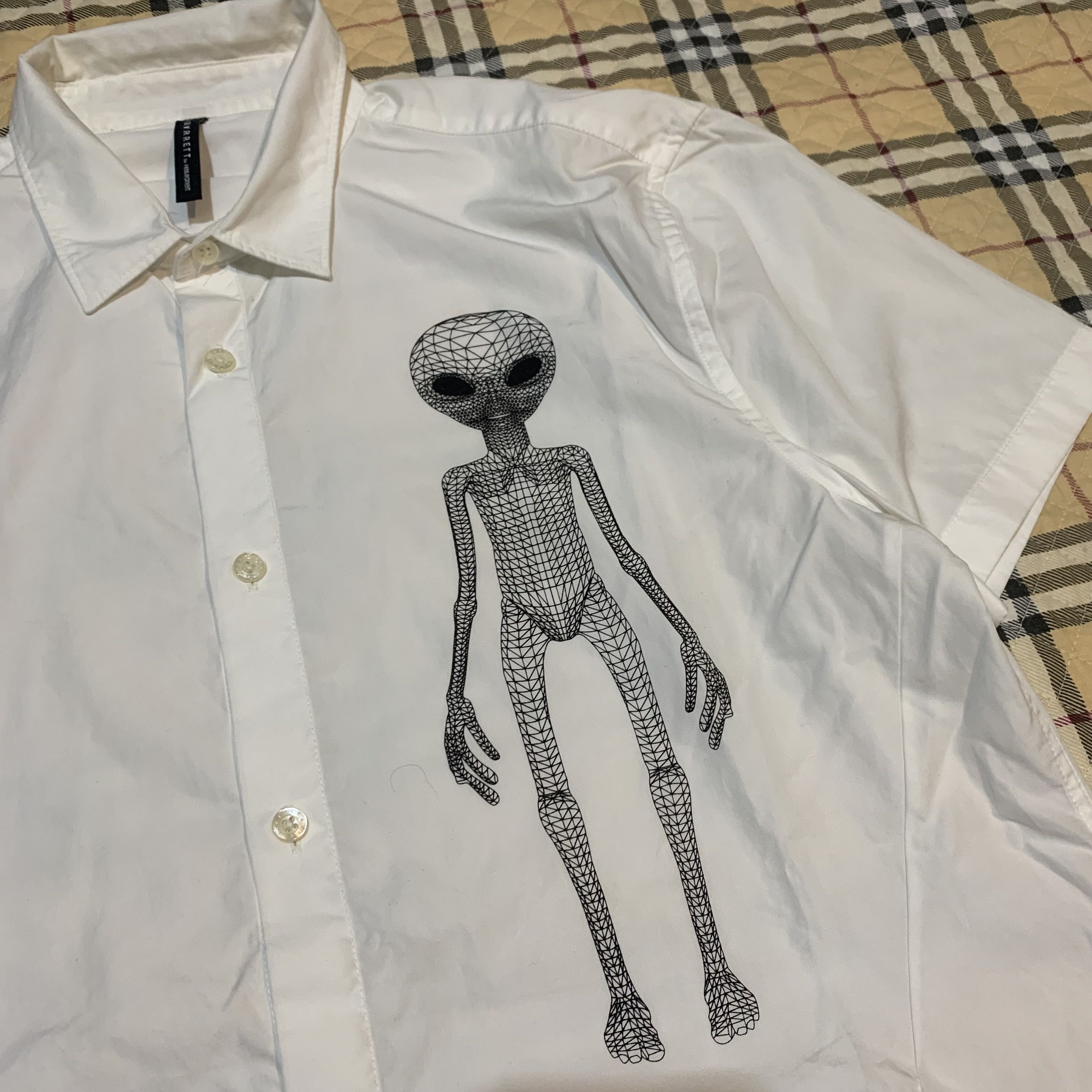 Neil Barrett Black Barrett by Neil Barrett Alien Print Button Up Shirt Size US M / EU 48-50 / 2 - 2 Thumbnail