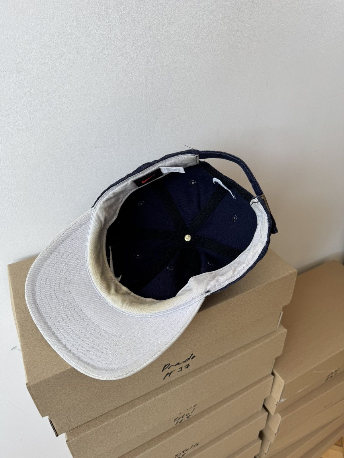 Nike × Vintage Vintage Nike Logo Cap Hat White/Blue Size ONE SIZE - 5 Thumbnail