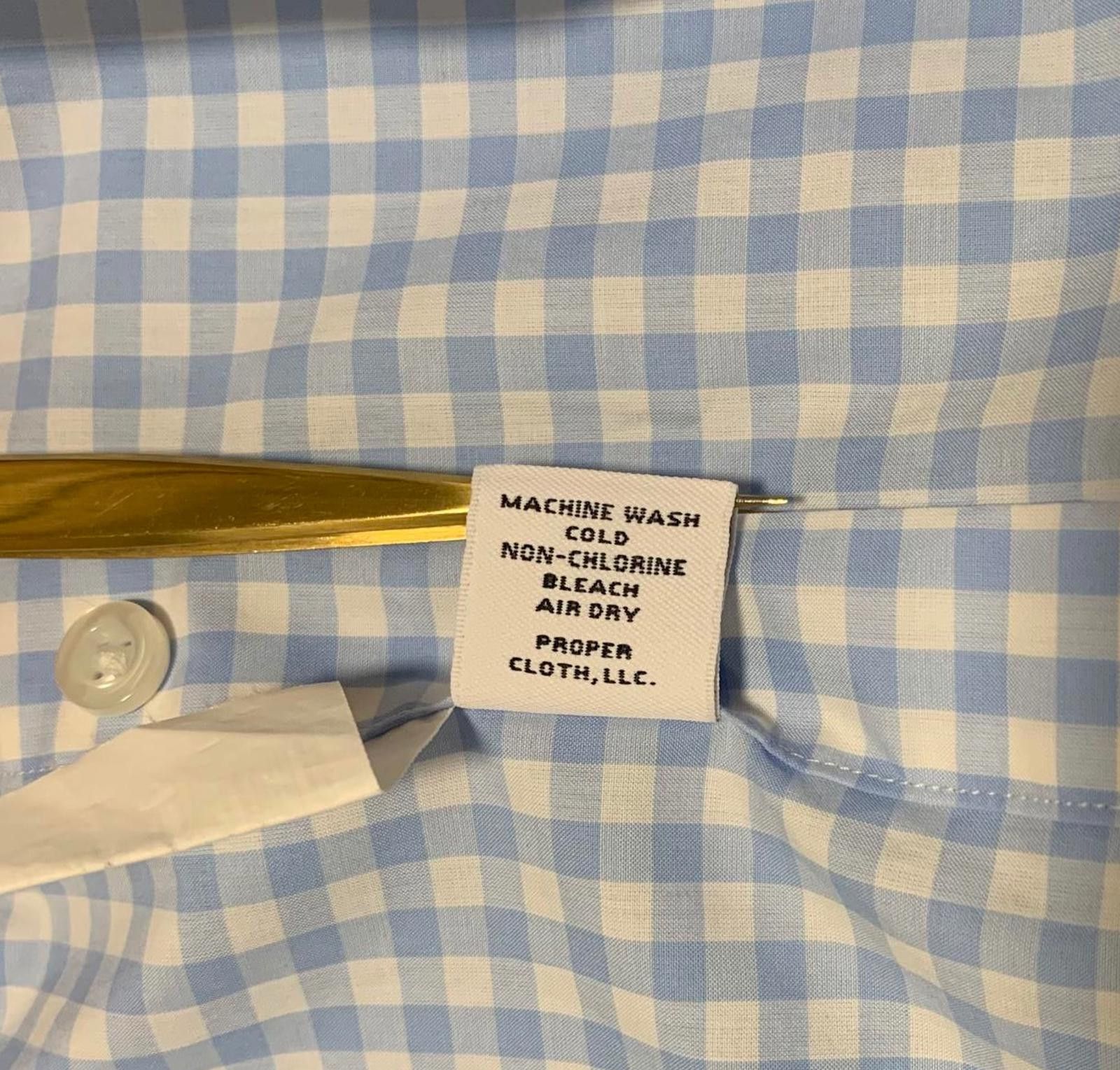 Proper Cloth Proper Cloth Men's Small Light Blue Check Dress Shirt Size US S / EU 44-46 / 1 - 9 Thumbnail