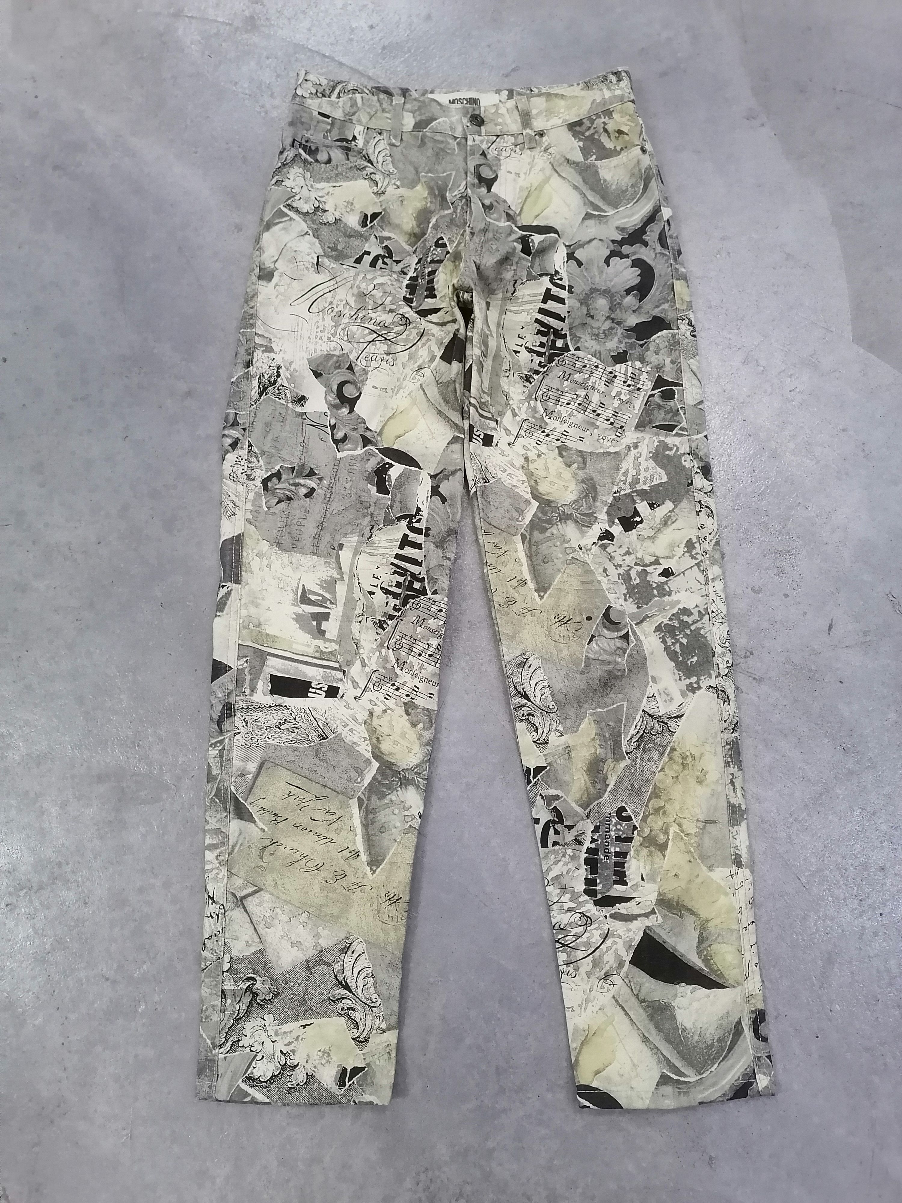 Moschino Vintage 90s Moschino Jeans Collage Print Pants Archive Italy Size US 29 - 4 Thumbnail