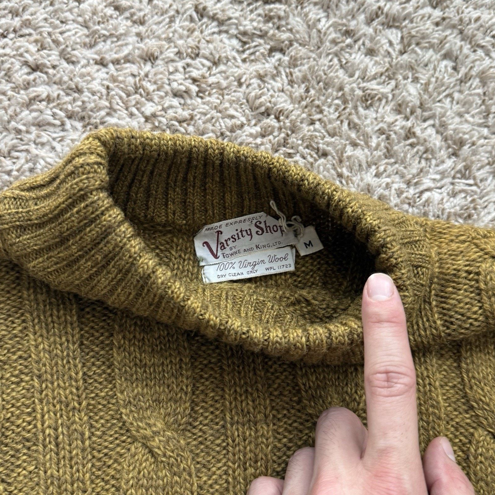 Vintage Vintage Towne And King Cable Knit Wool Sweater Green Brown M Size US M / EU 48-50 / 2 - 3 Thumbnail