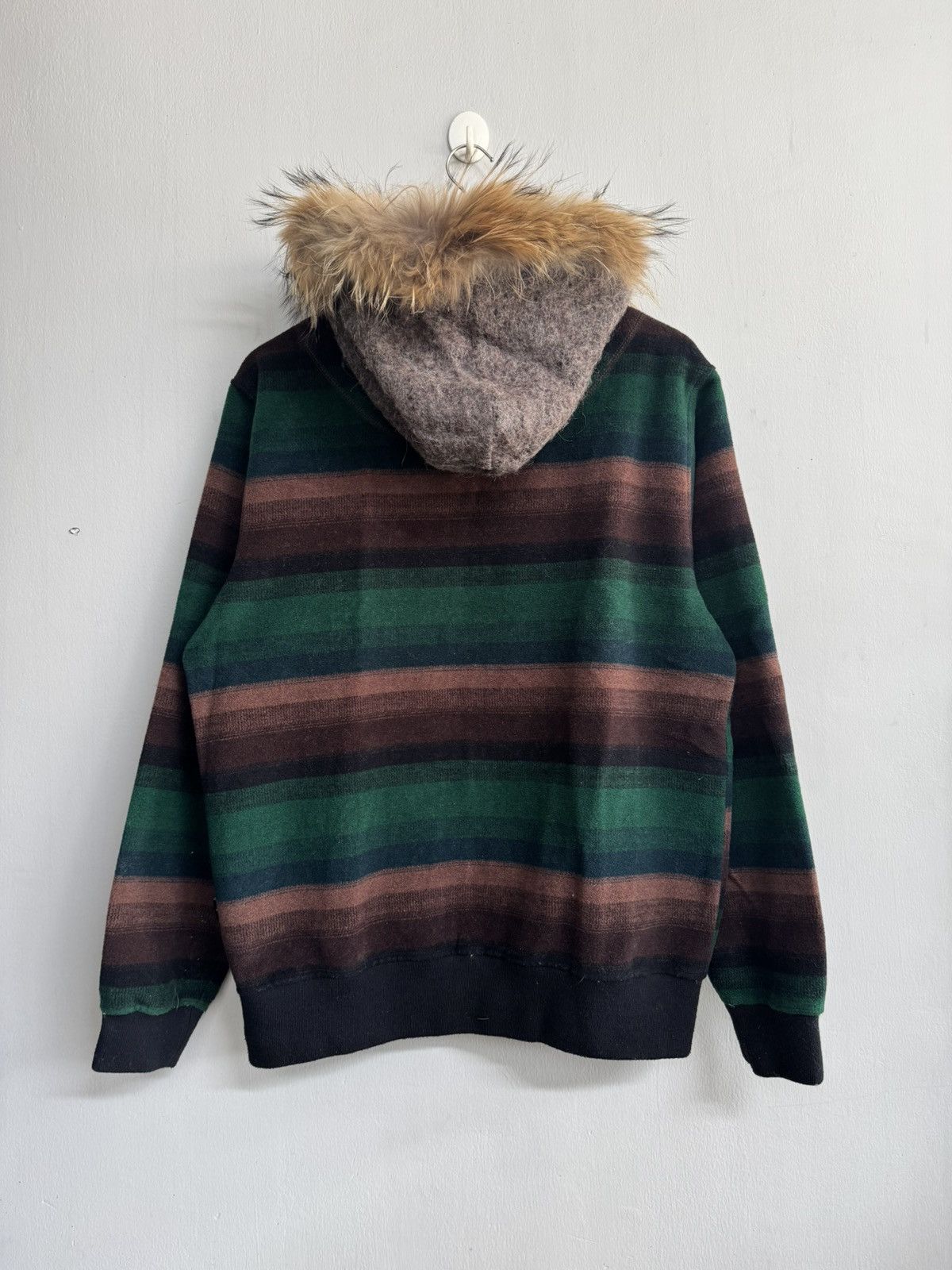 Le Grande Bleu (L.G.B.) JAPANESE BRAND LOKY THE BLACKPAGE BORDER STRIPED FUR HOODIE Size US L / EU 52-54 / 3 - 5 Thumbnail
